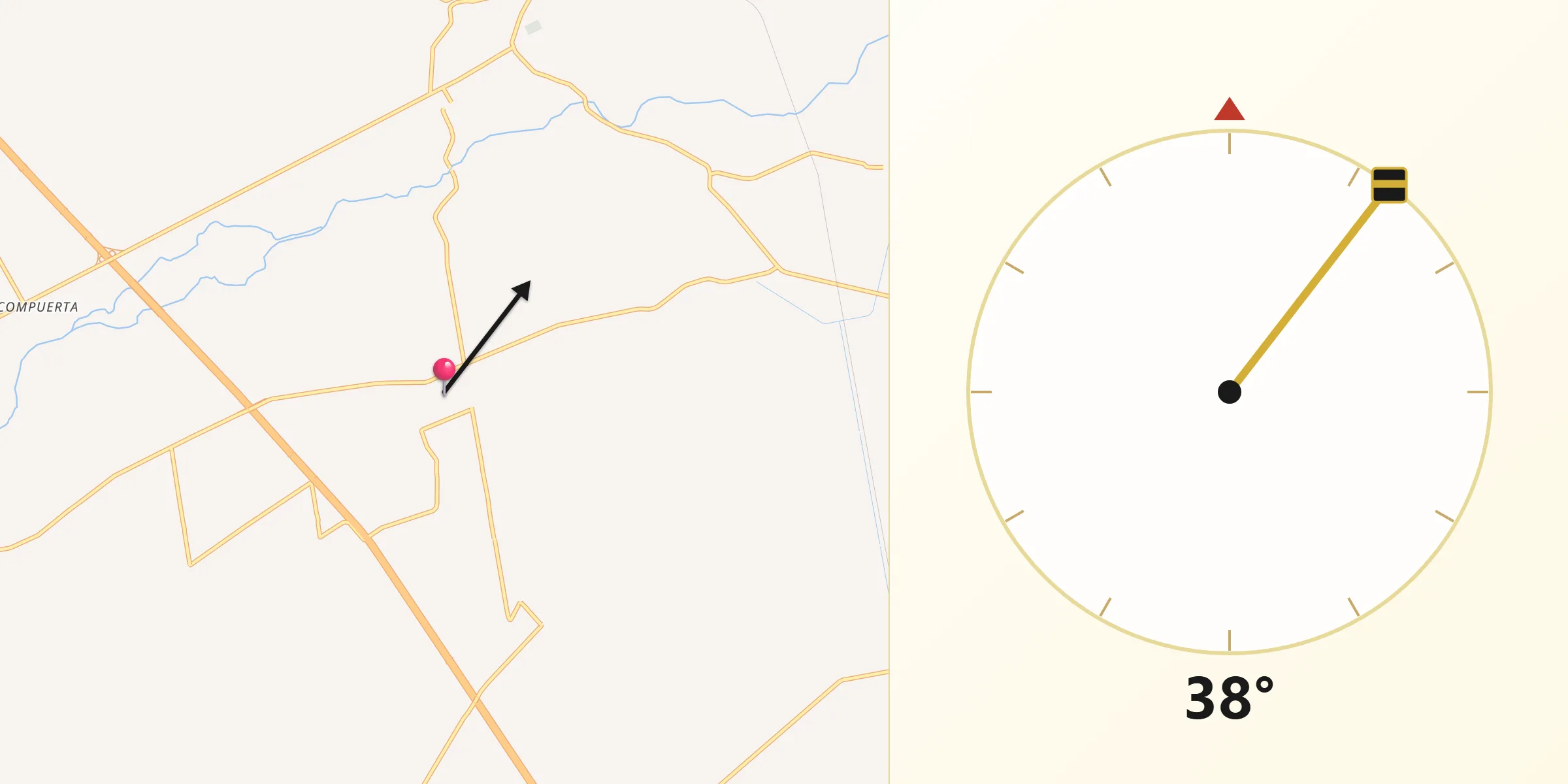 Dirección de la Qibla desde La Loma (La Loma de Quila)