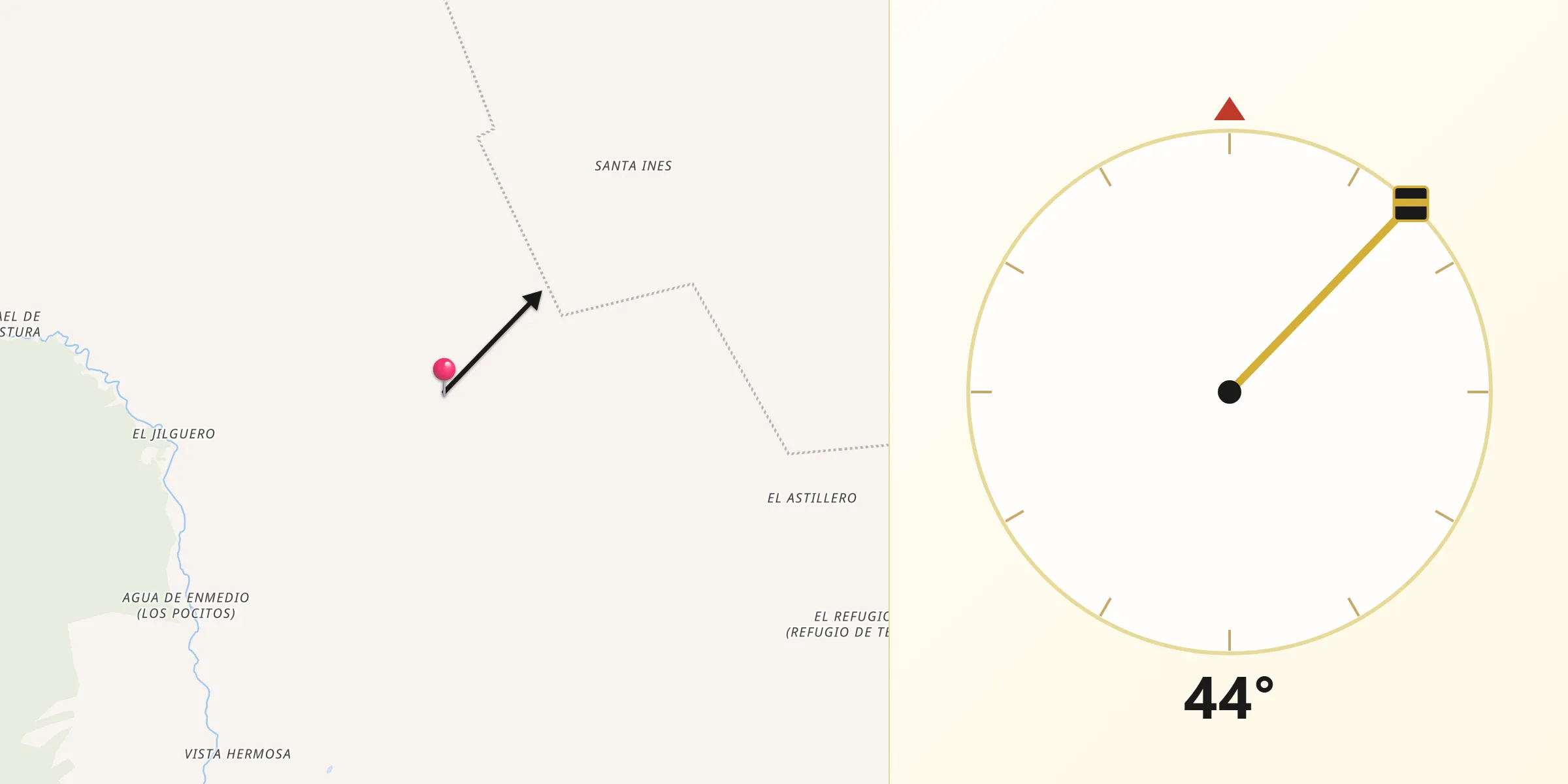 Dirección de la Qibla desde El Rucio