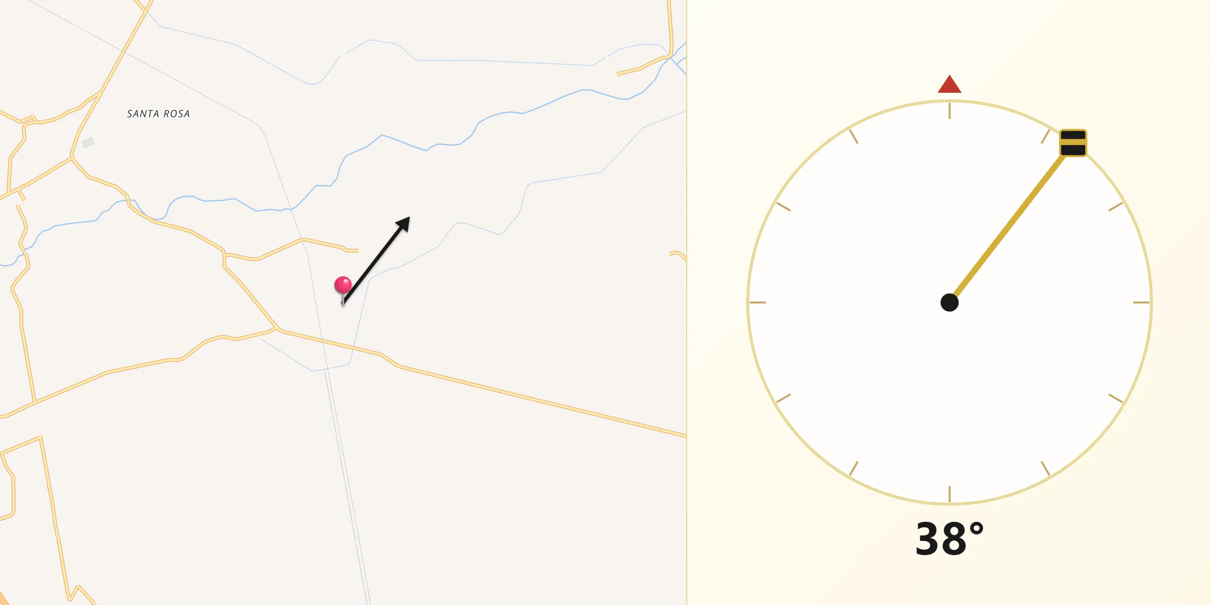 Dirección de la Qibla desde Oso Viejo