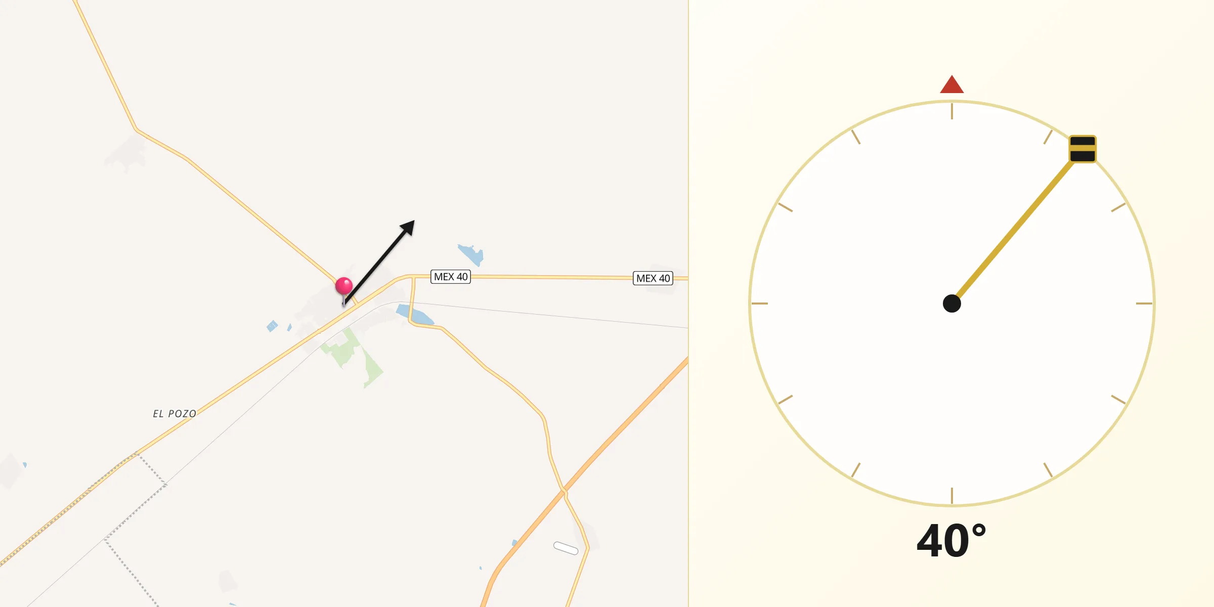 Dirección de la Qibla desde Francisco I. Madero