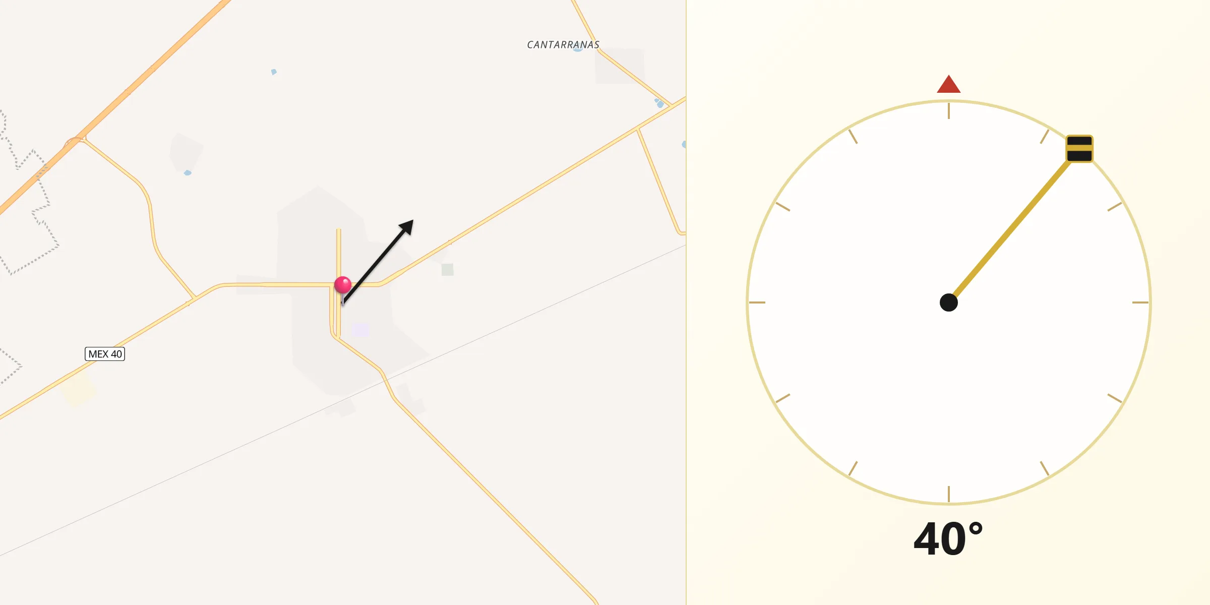 Dirección de la Qibla desde Ciudad Guadalupe Victoria