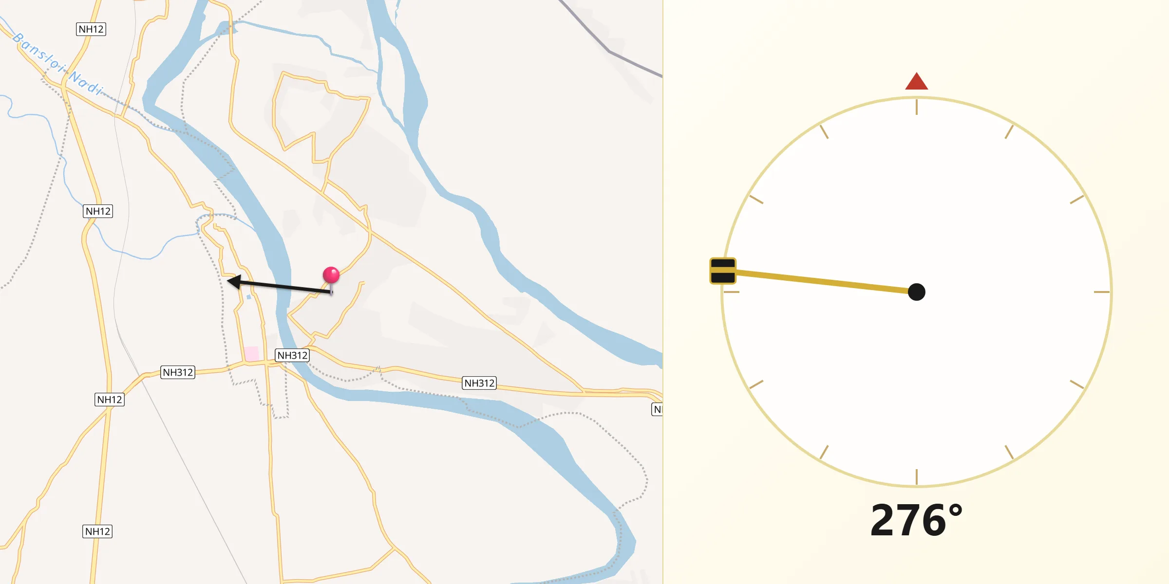 Qibla Direction from Jangipur