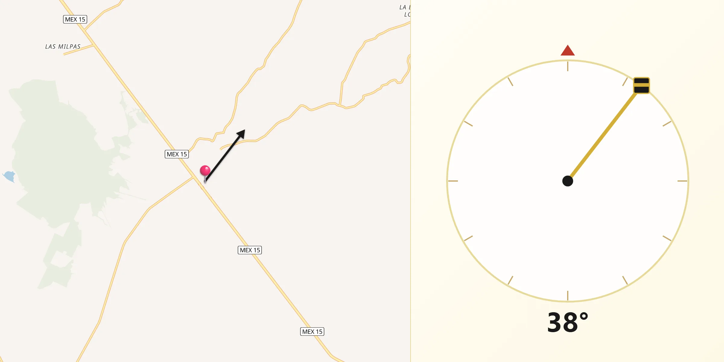 Dirección de la Qibla desde Salado
