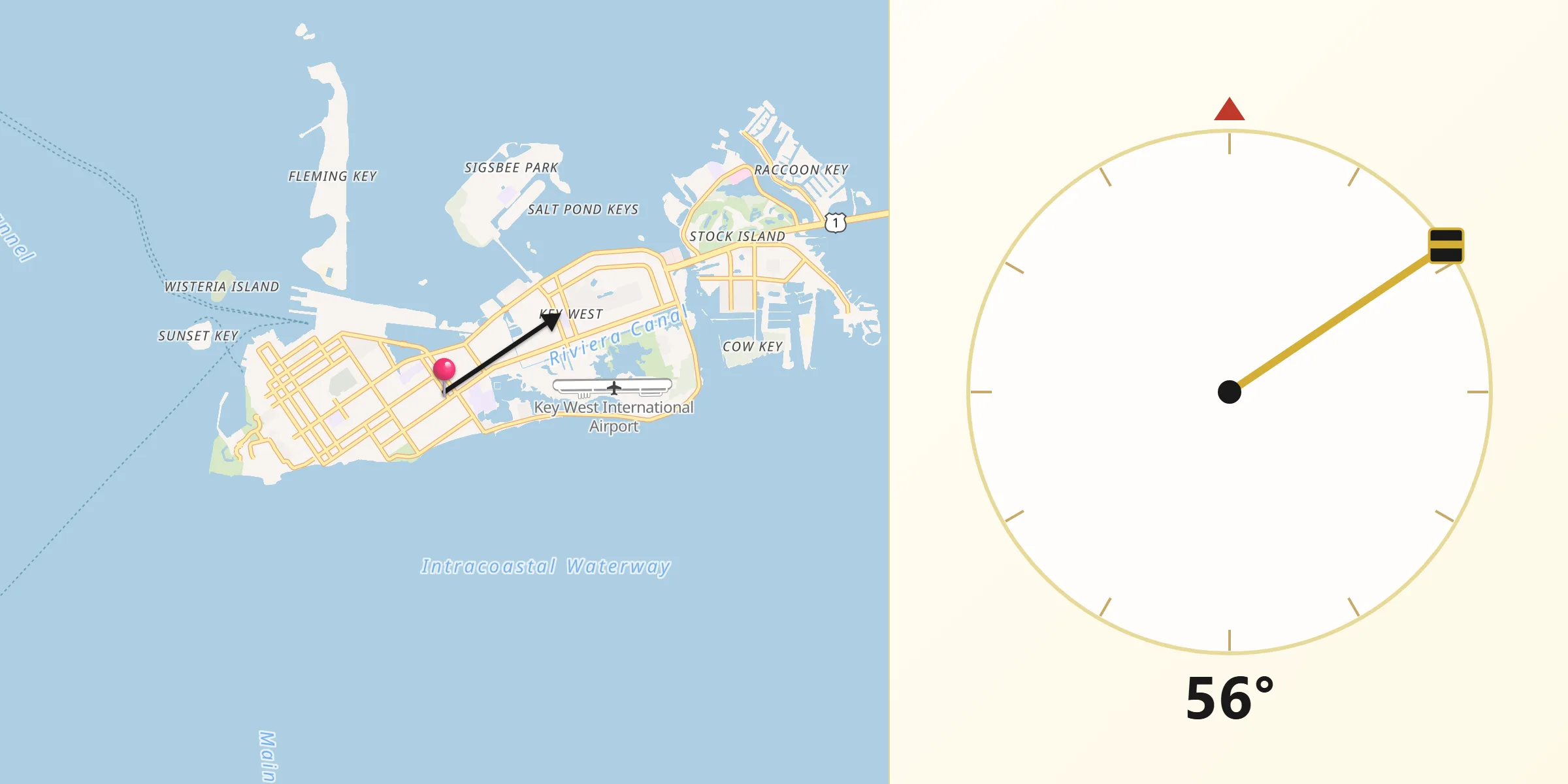 Qibla Direction from Key West