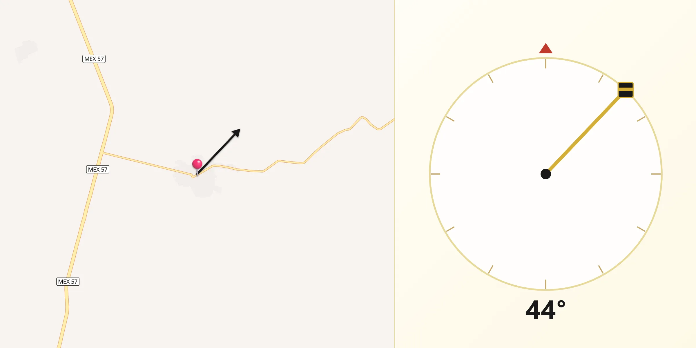 Dirección de la Qibla desde San José de Raíces