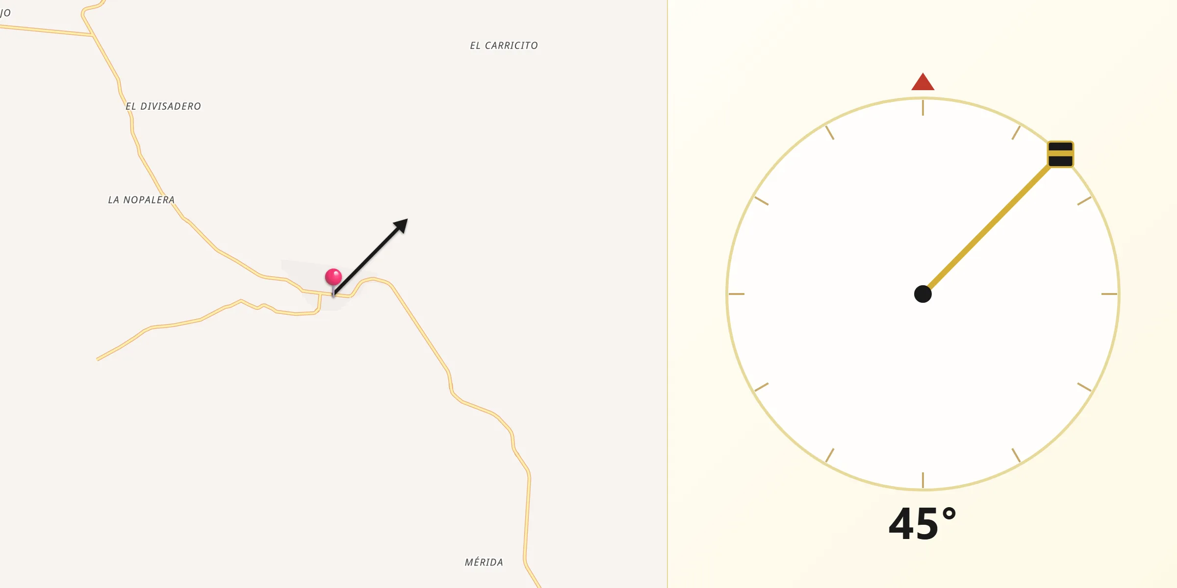 Dirección de la Qibla desde San Carlos