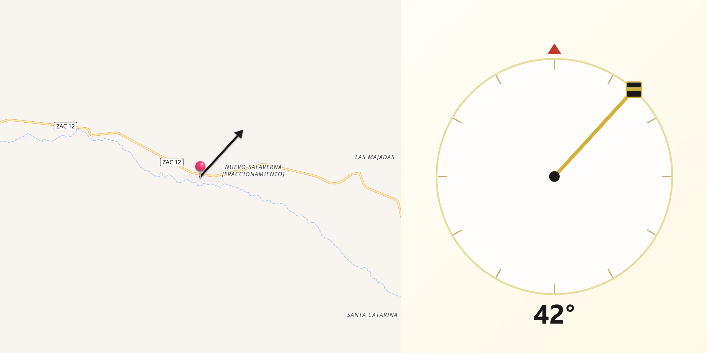 Dirección de la Qibla desde Mazapil