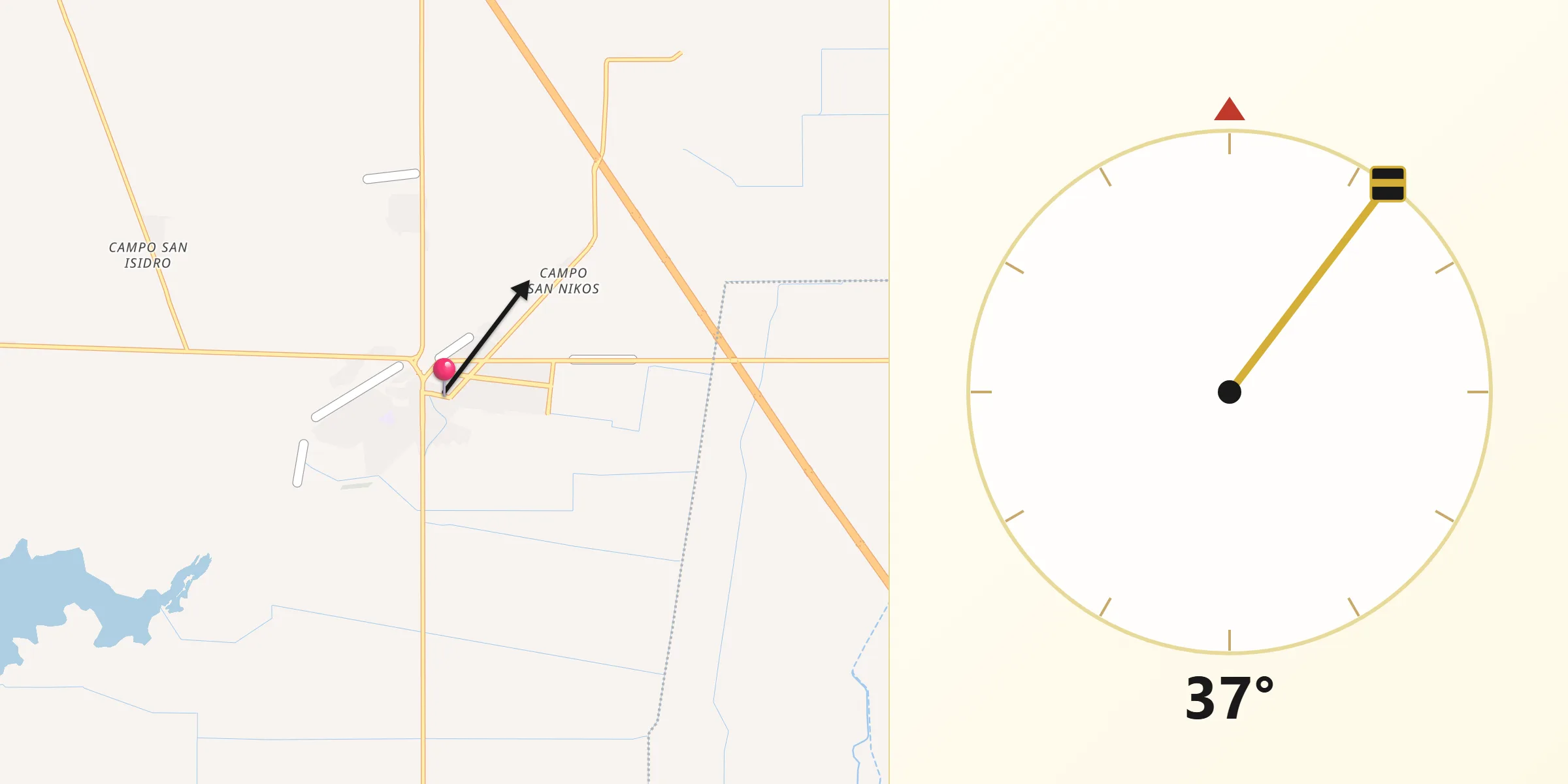 Dirección de la Qibla desde Villa Juárez