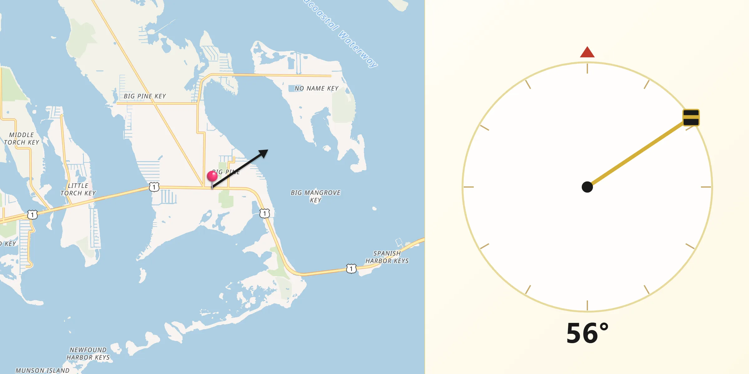 Qibla Direction from Big Pine Key