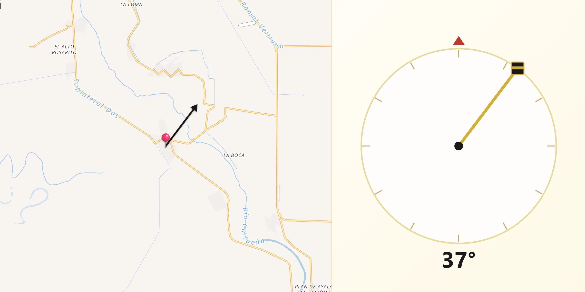 Dirección de la Qibla desde El Potrero de Sataya