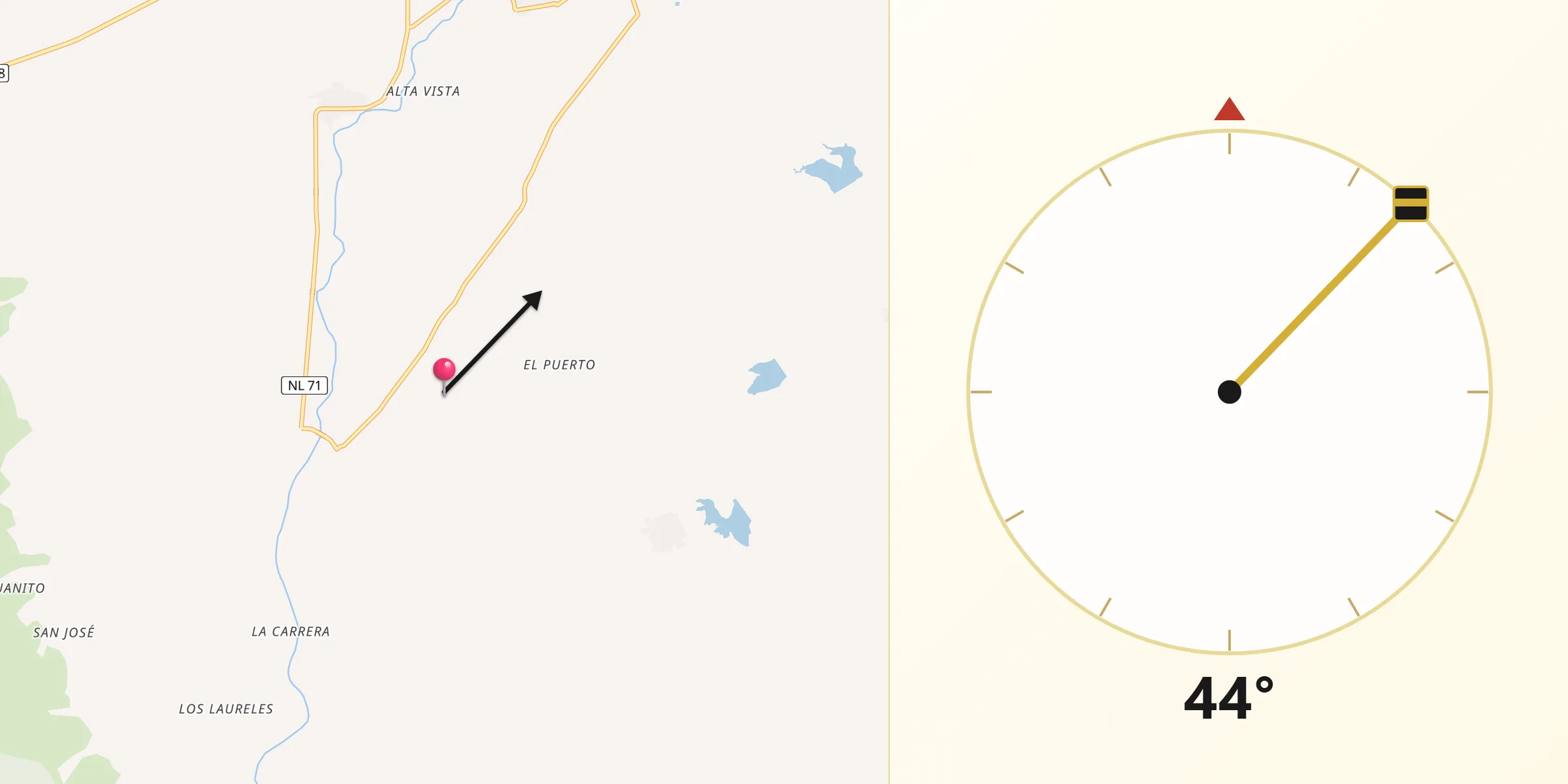Dirección de la Qibla desde Santa Verónica