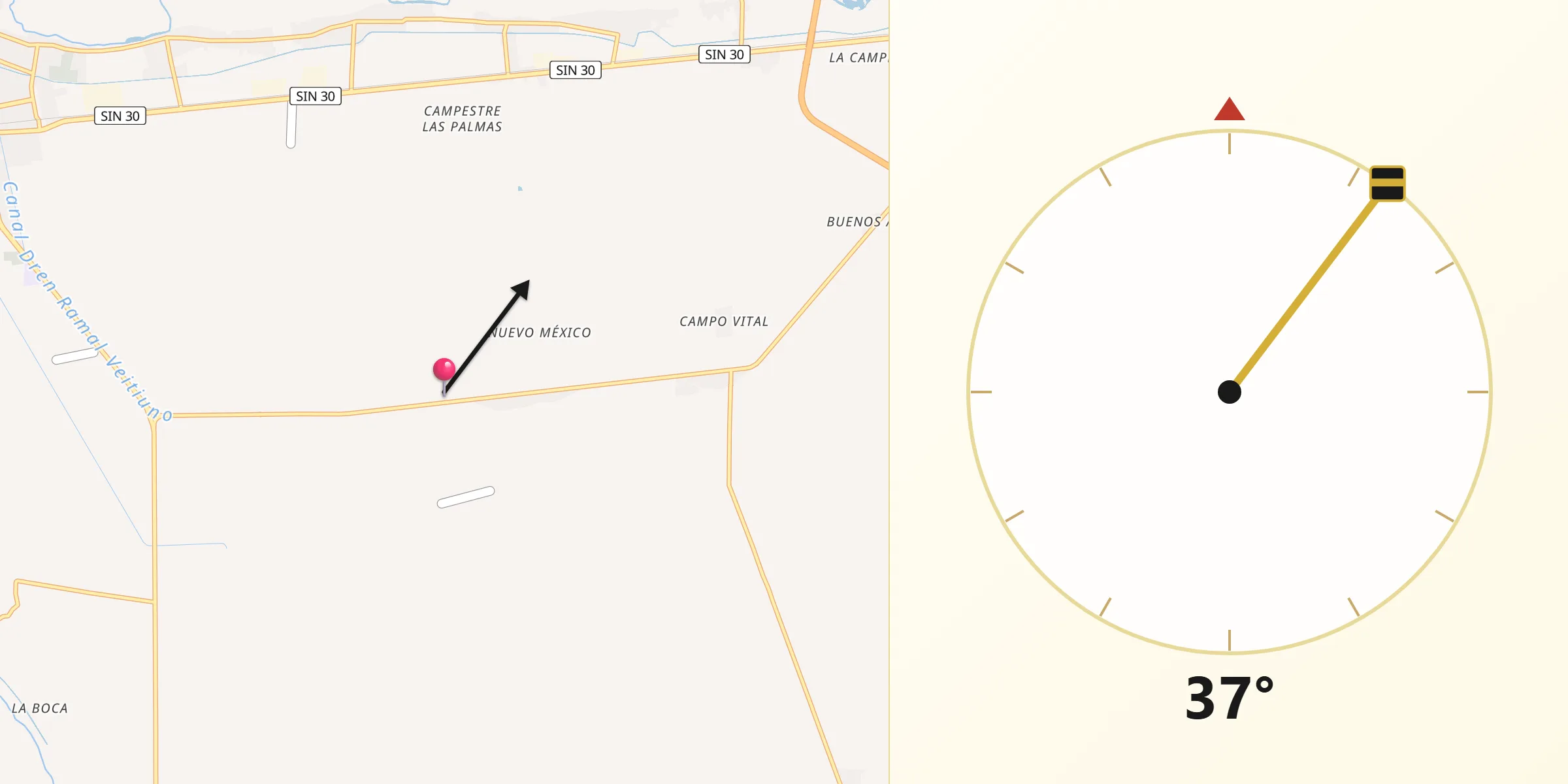 Dirección de la Qibla desde Colonia Michoacana