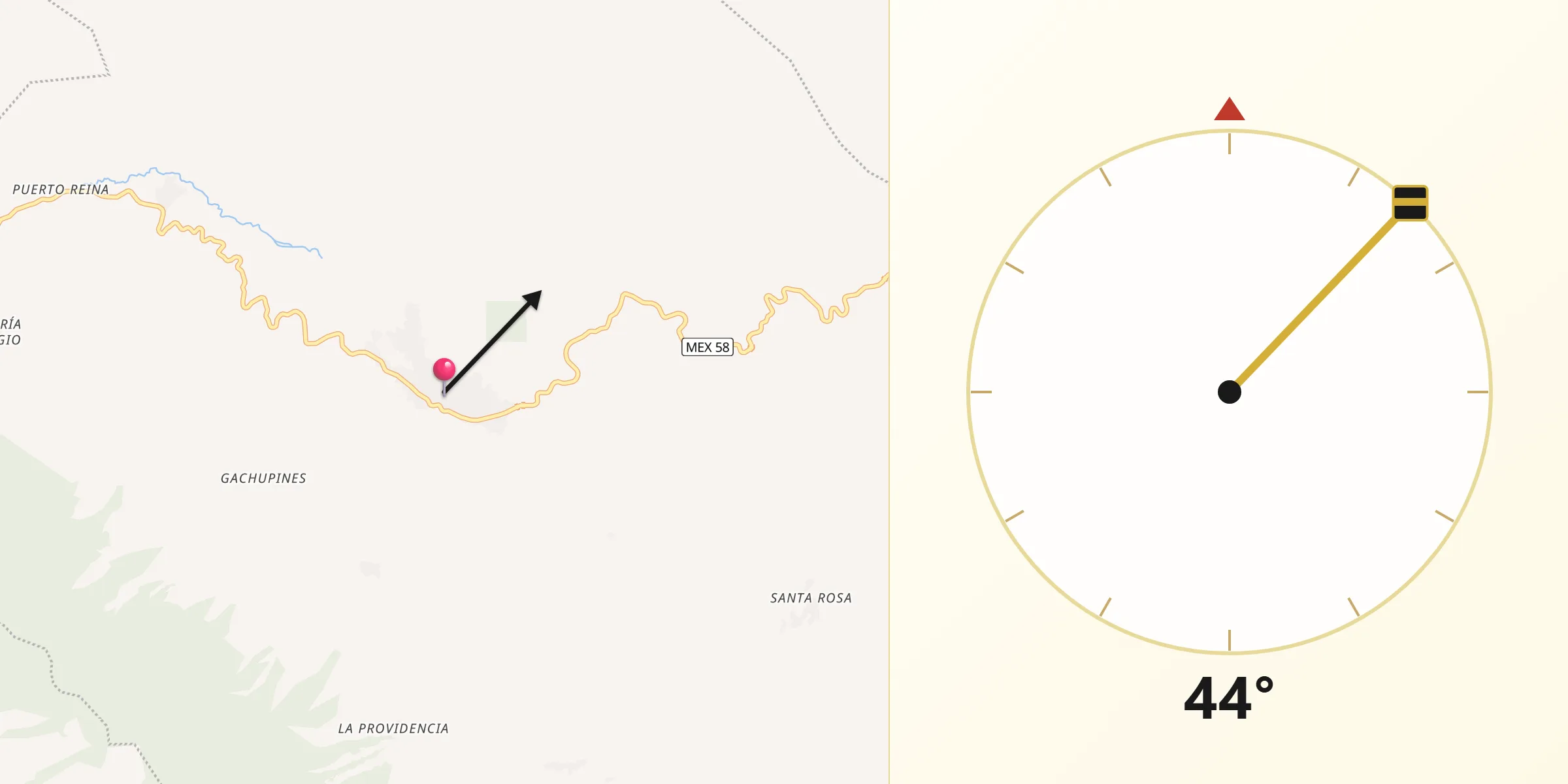 Dirección de la Qibla desde Iturbide