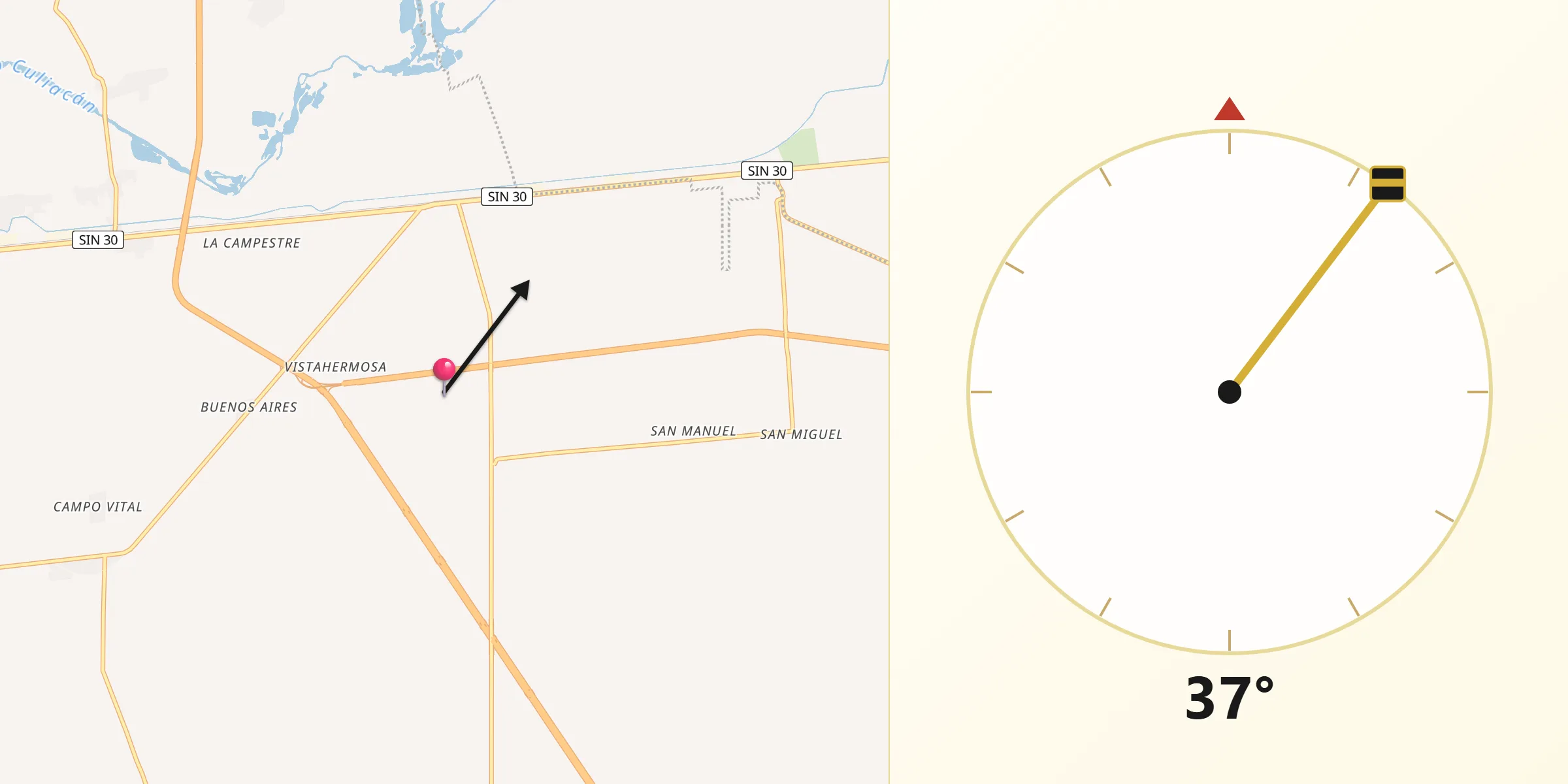 Dirección de la Qibla desde Campo Balbuena