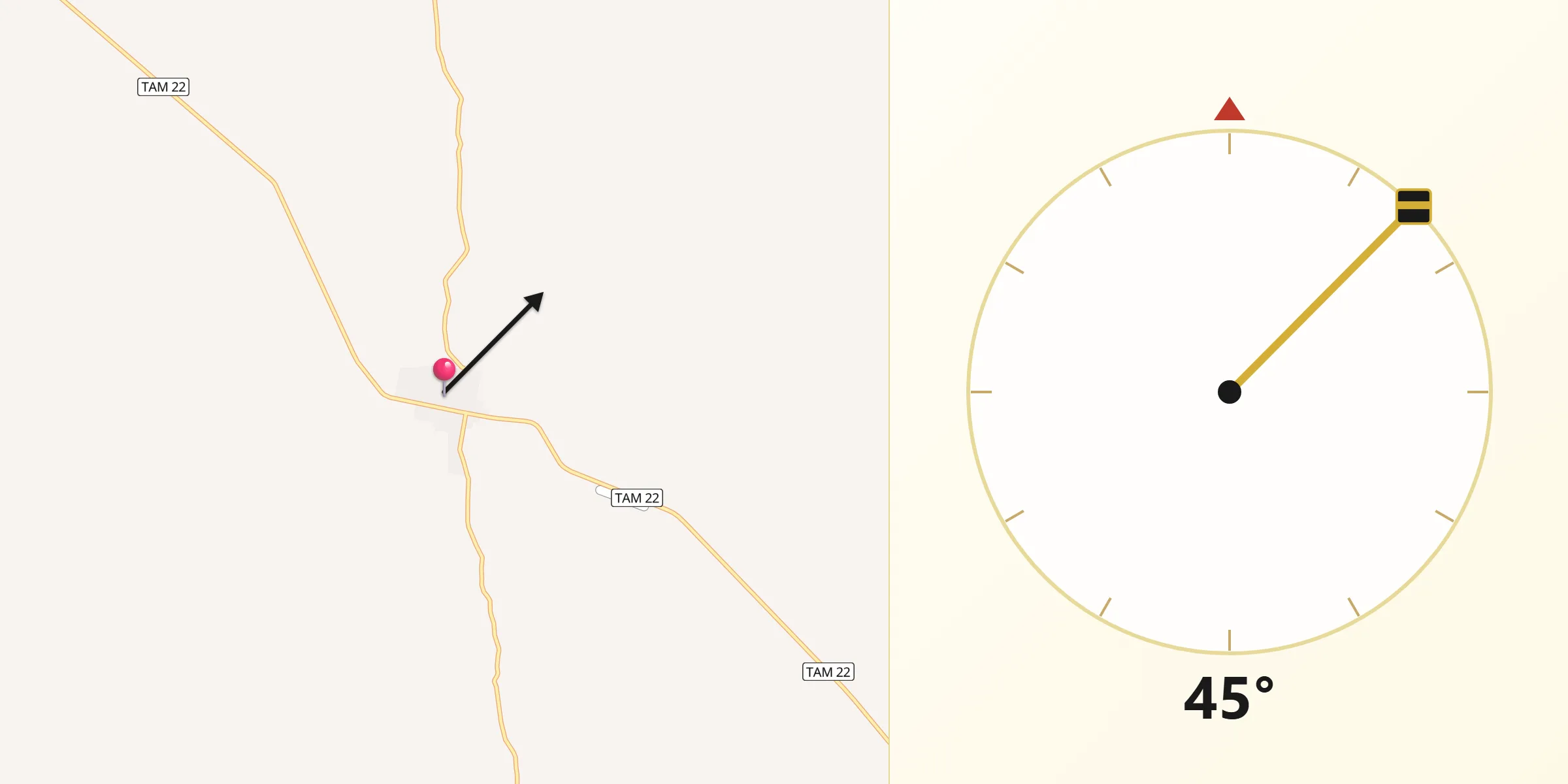 Dirección de la Qibla desde Cruillas