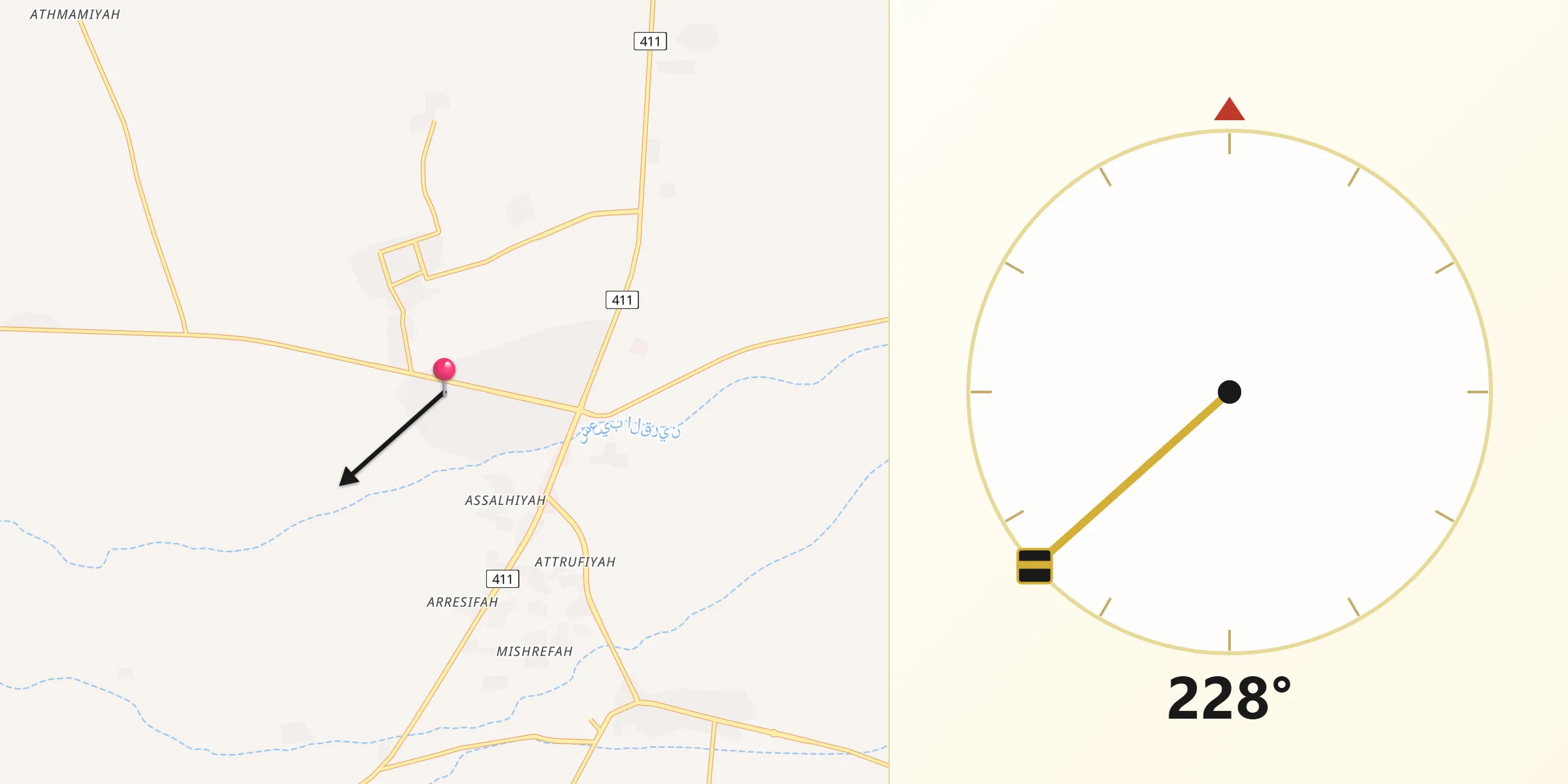 اتجاه القبلة من عين البراحة