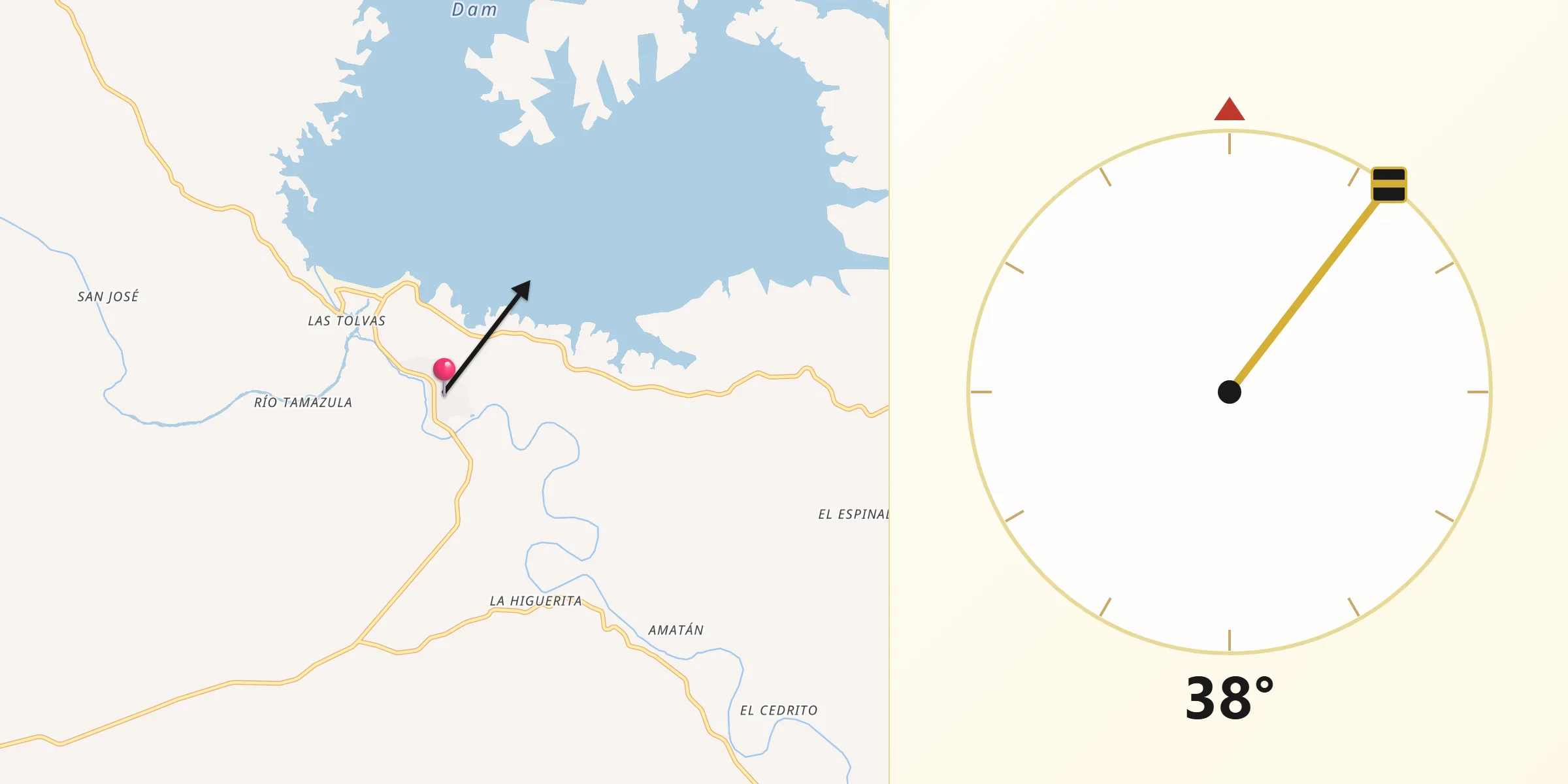 Dirección de la Qibla desde Sanalona
