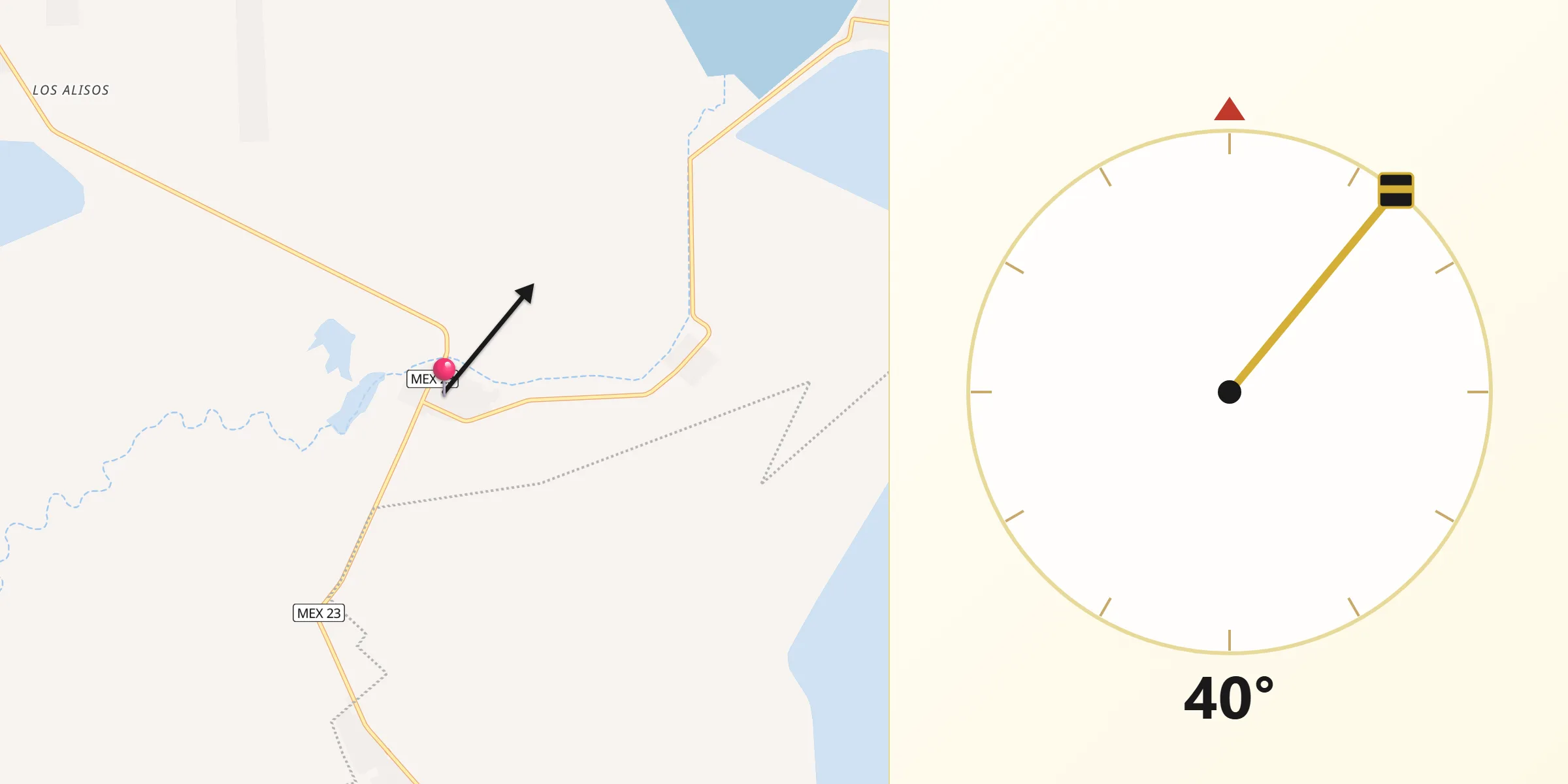 Dirección de la Qibla desde Guatimapé