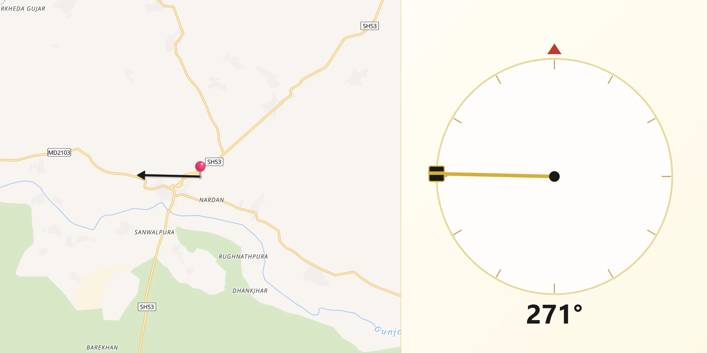 Qibla Direction from Ratangarh