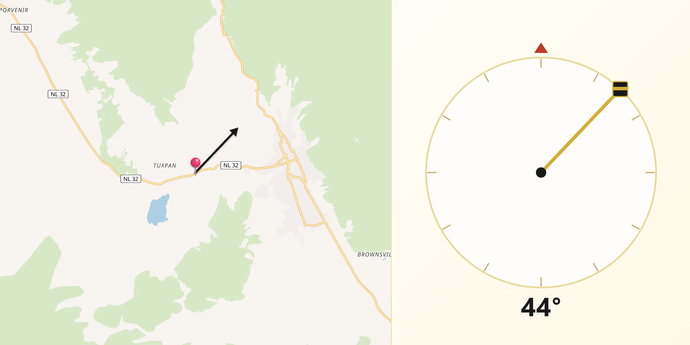 Dirección de la Qibla desde Barrio de Jalisco