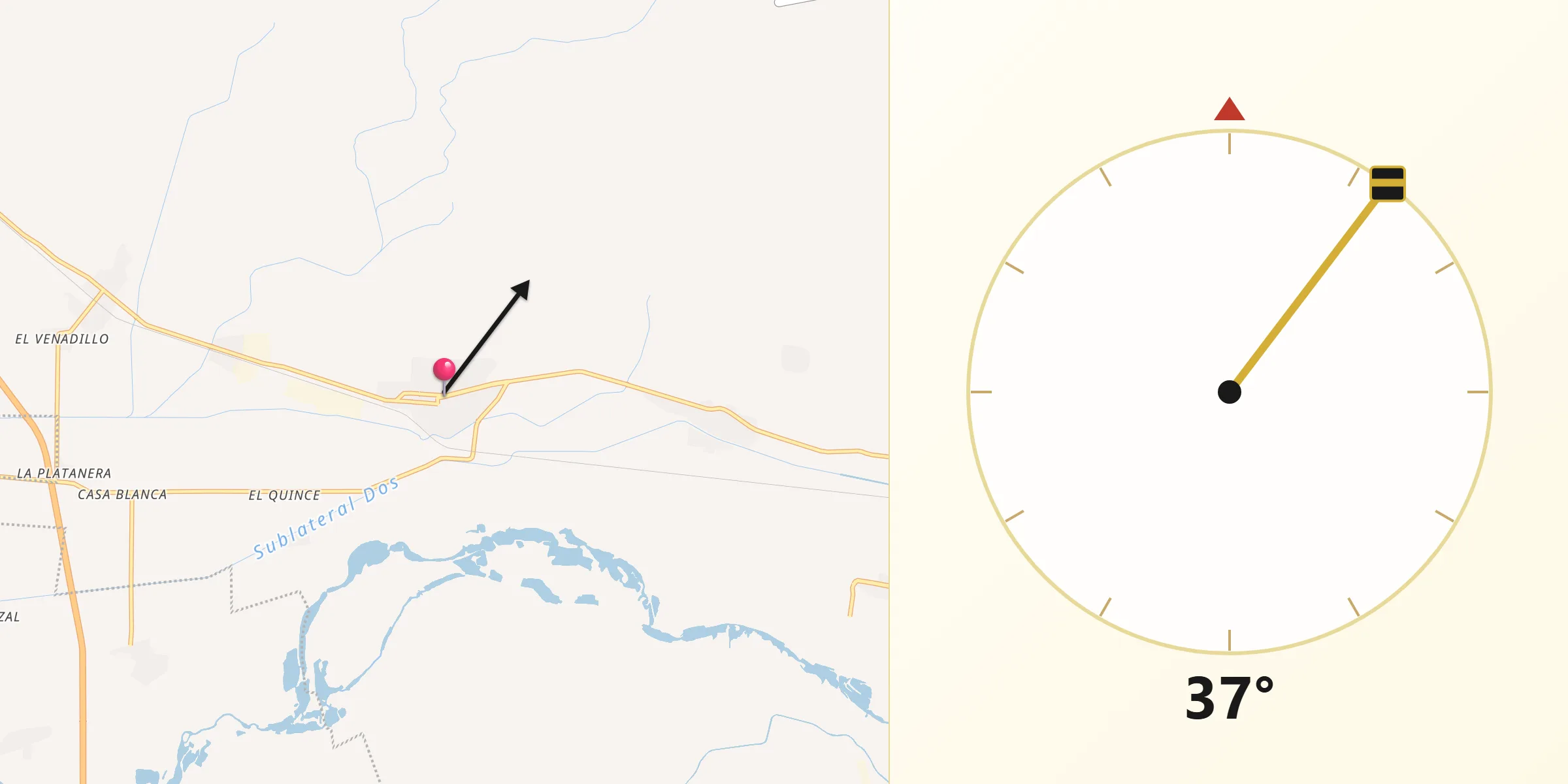 Dirección de la Qibla desde Culiacancito