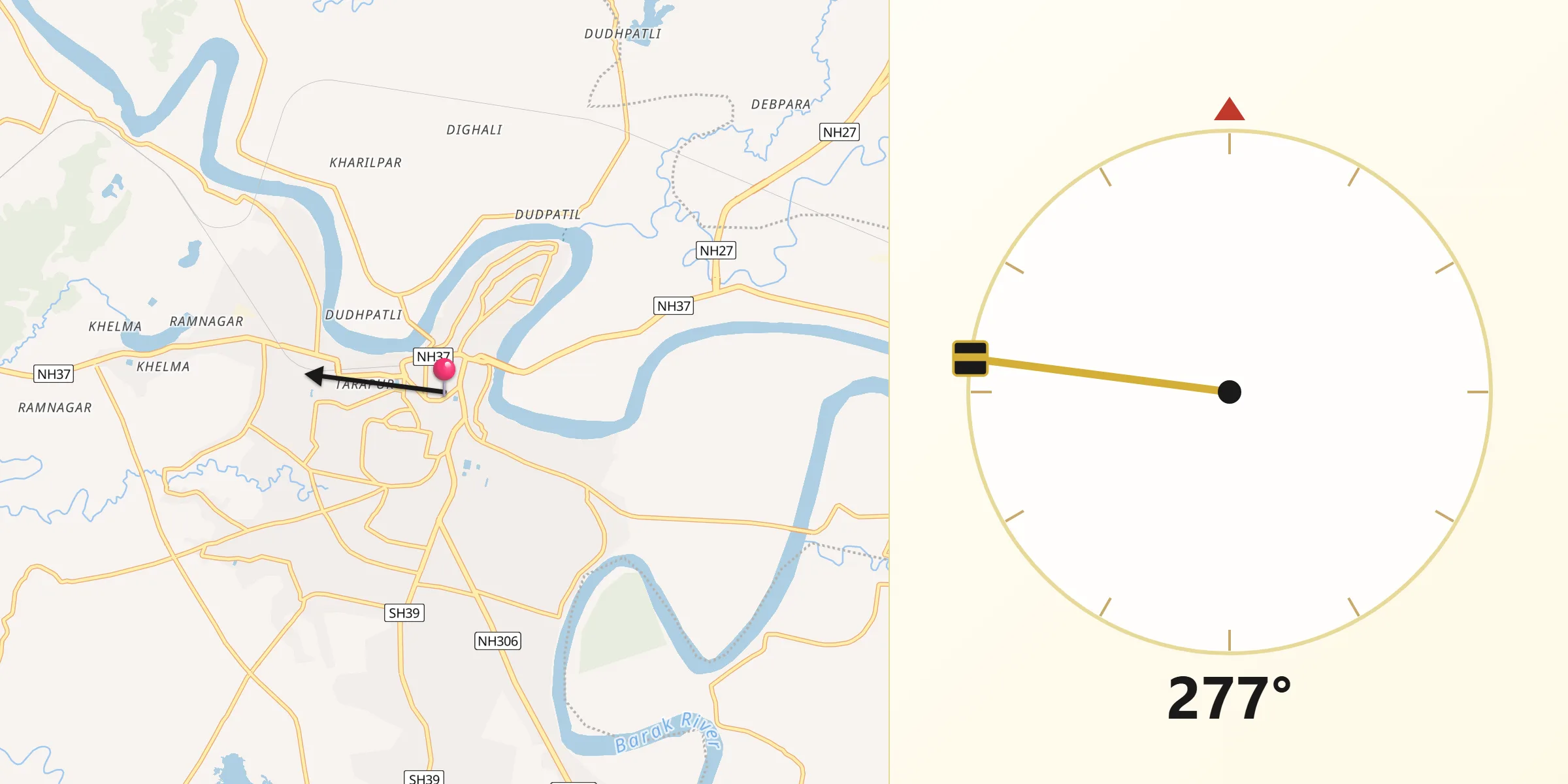 শিলচর থেকে কিবলার দিক