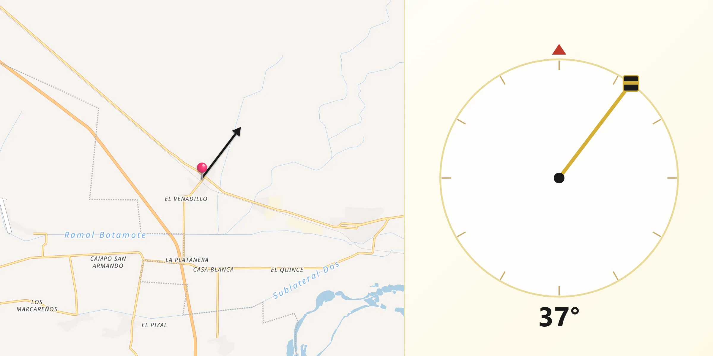 Dirección de la Qibla desde Estación Rosales