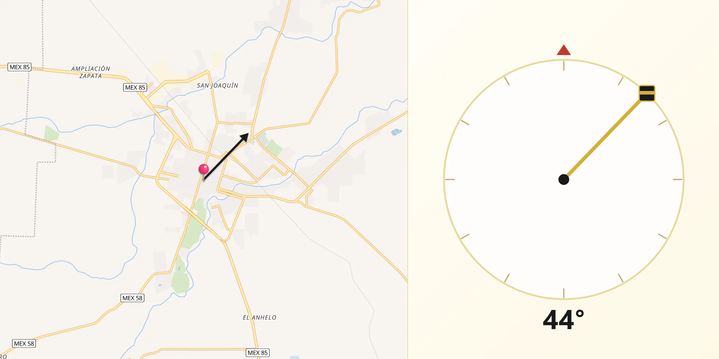 Dirección de la Qibla desde Linares