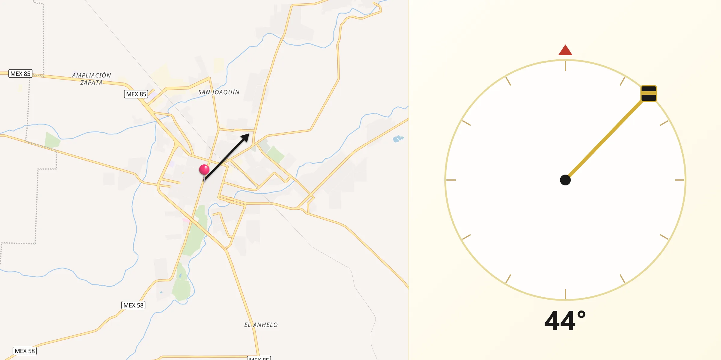 Dirección de la Qibla desde Linares Nuevo León