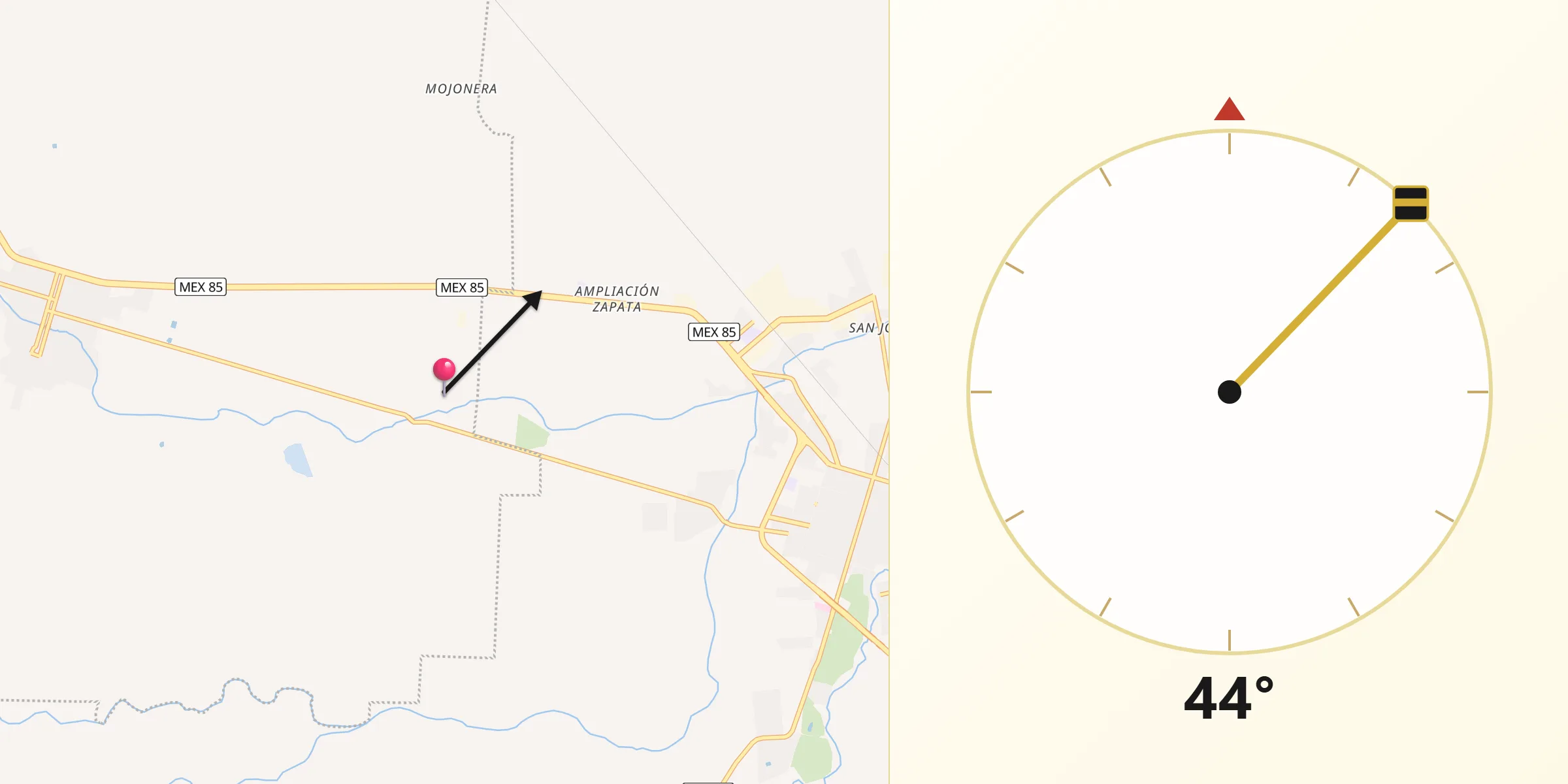 Dirección de la Qibla desde Cinco Señores