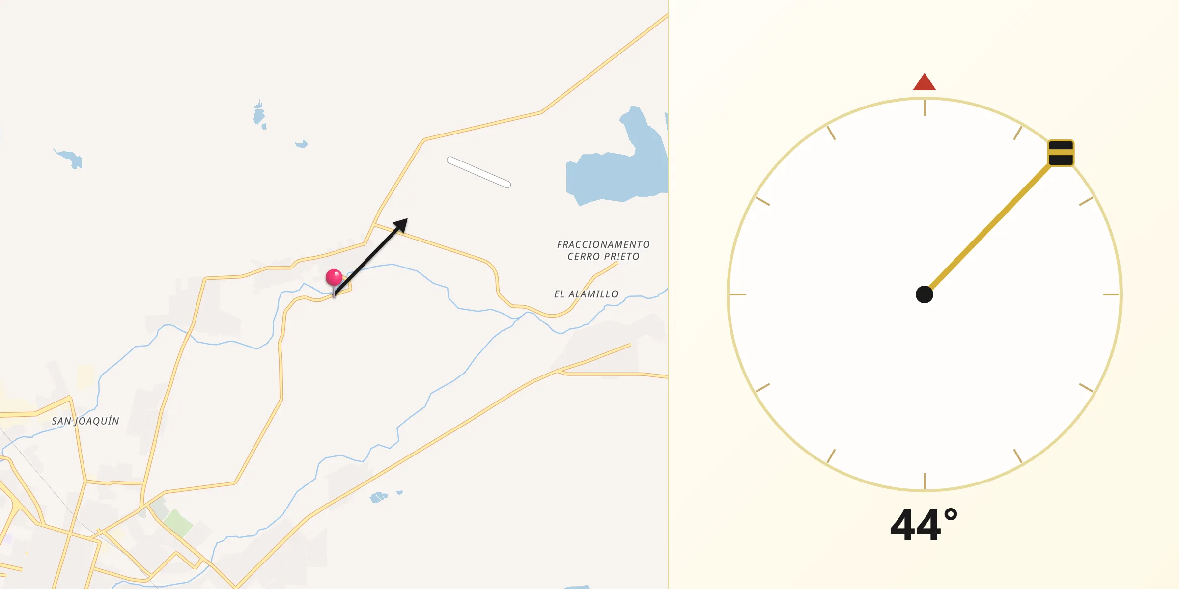 Dirección de la Qibla desde El Chamizal