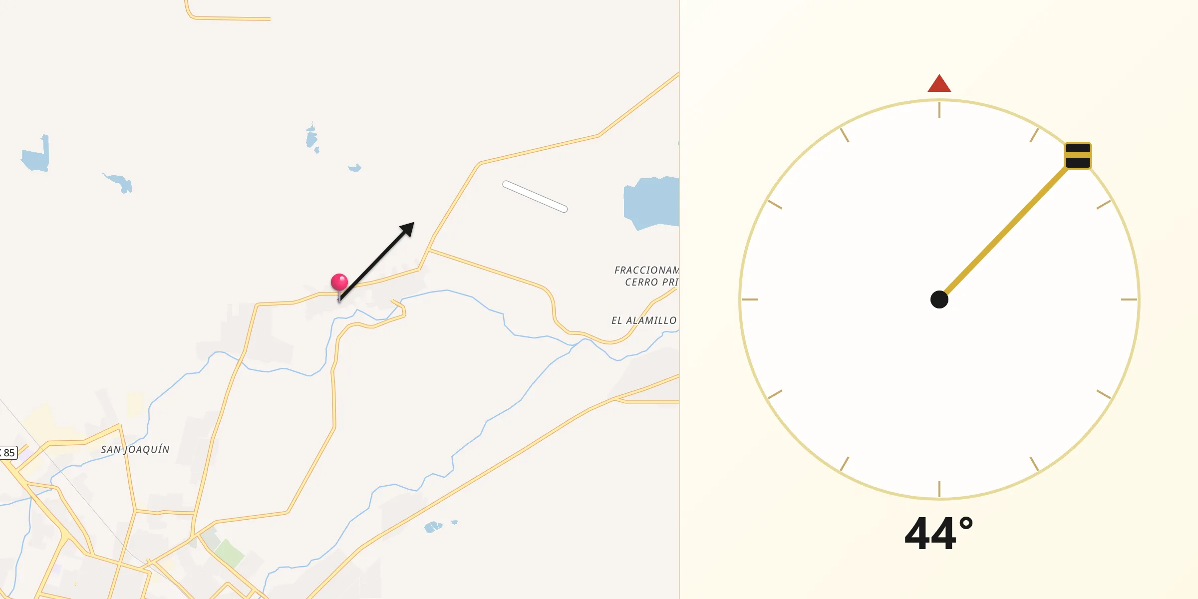 Dirección de la Qibla desde El Refugio