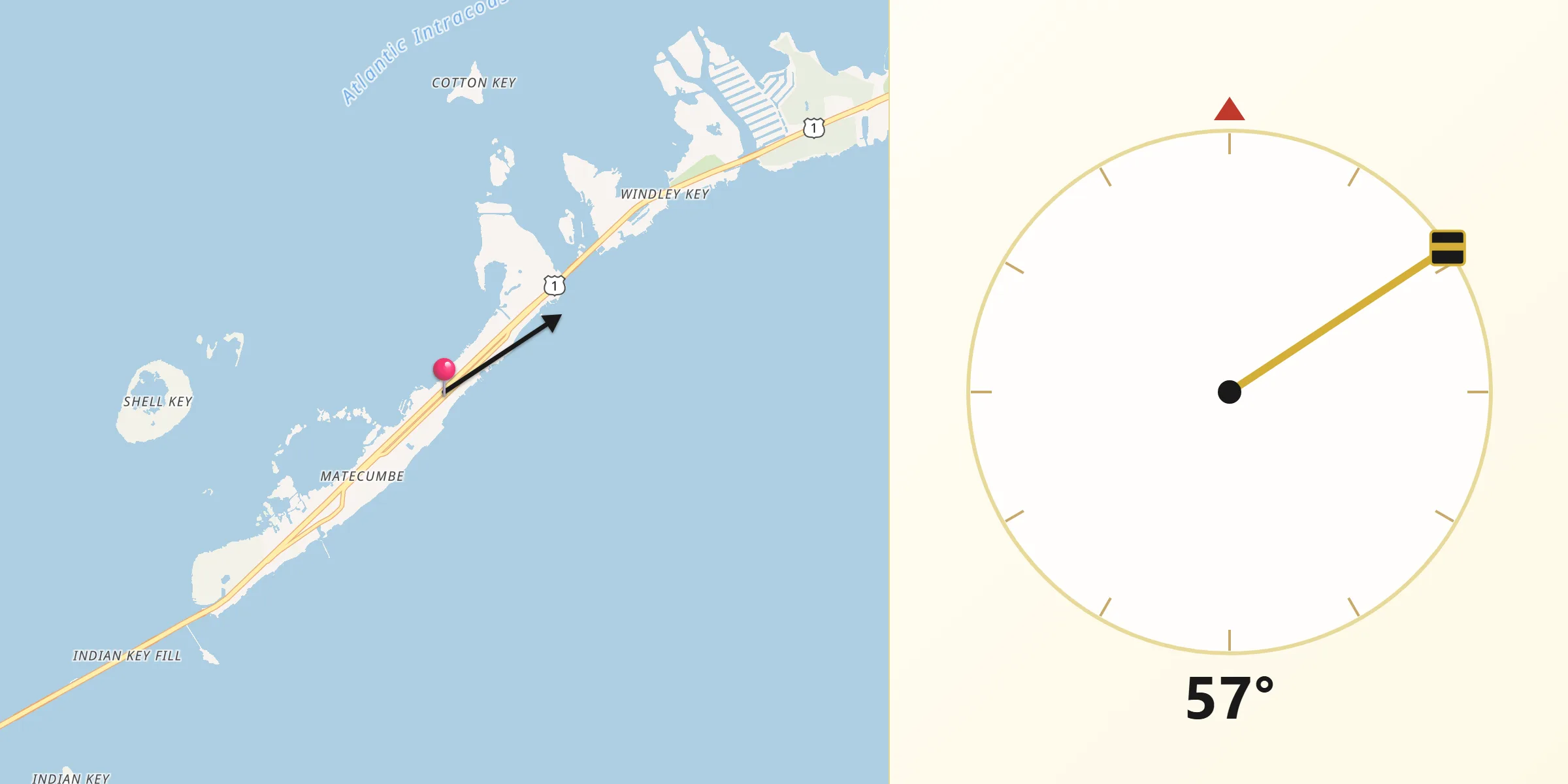 Qibla Direction from Islamorada