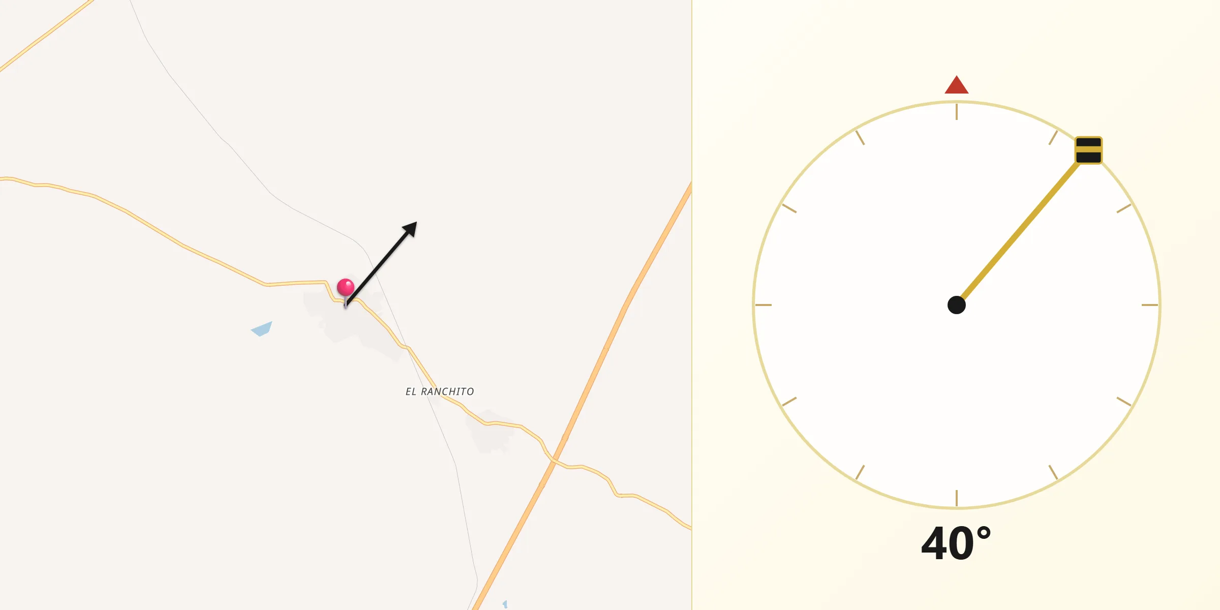 Dirección de la Qibla desde Pasaje