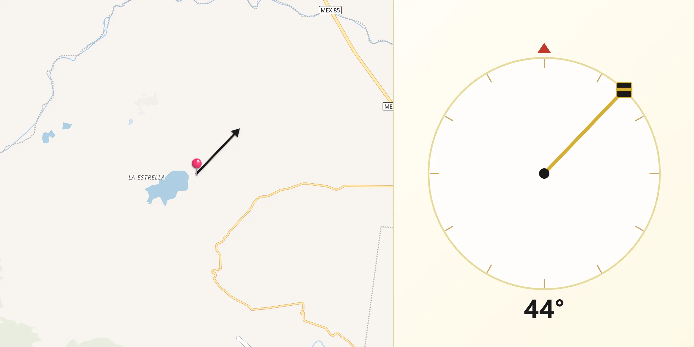 Dirección de la Qibla desde La Estrella