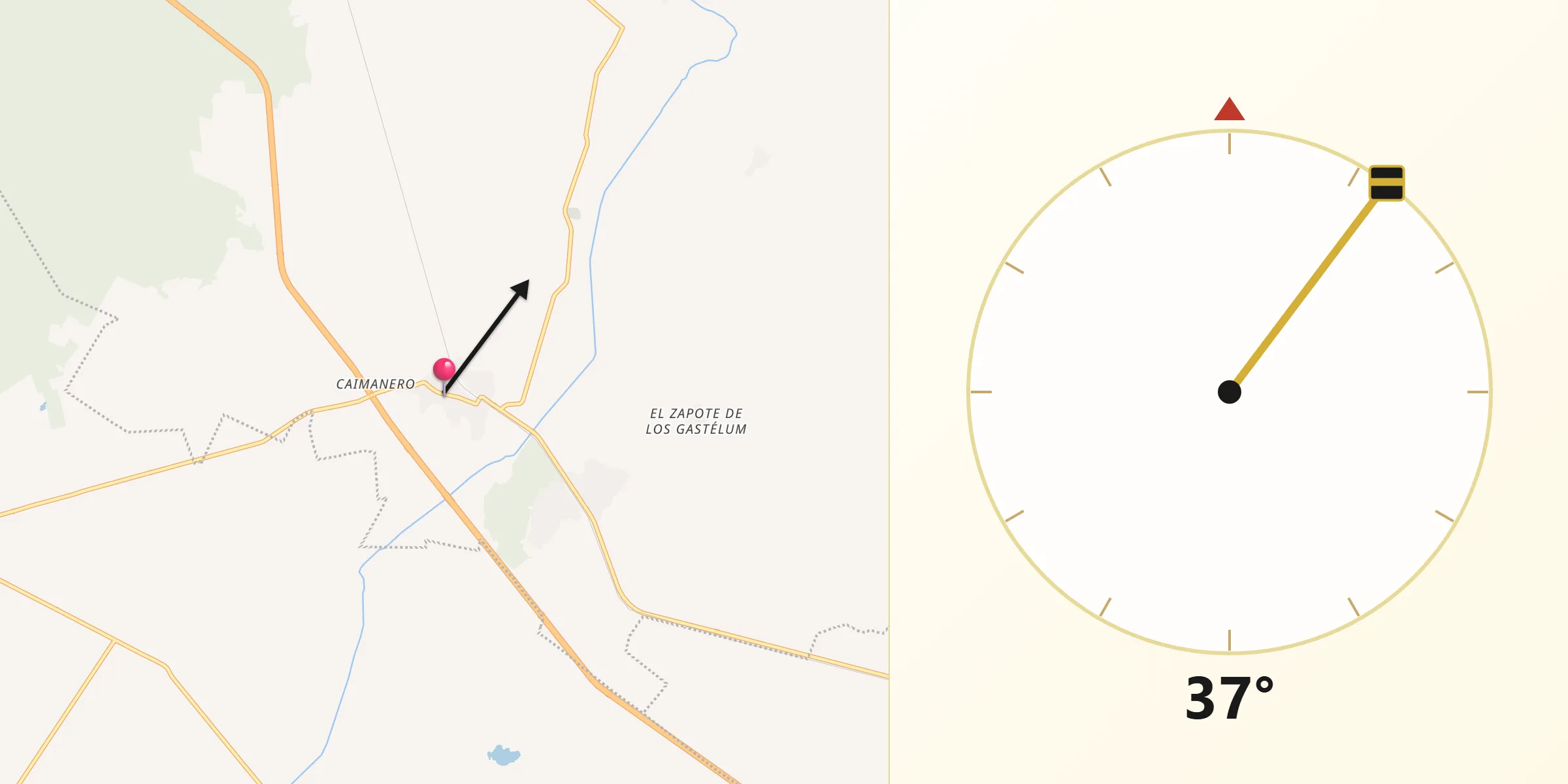 Dirección de la Qibla desde Estación Chimaneco