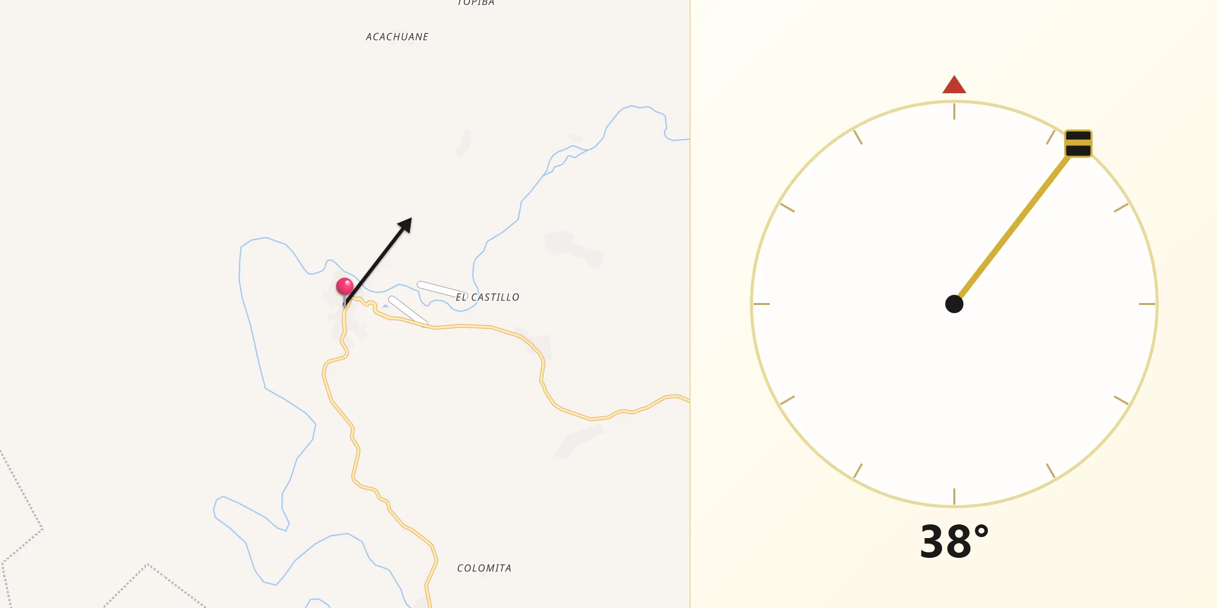 Dirección de la Qibla desde Tamazula de Victoria