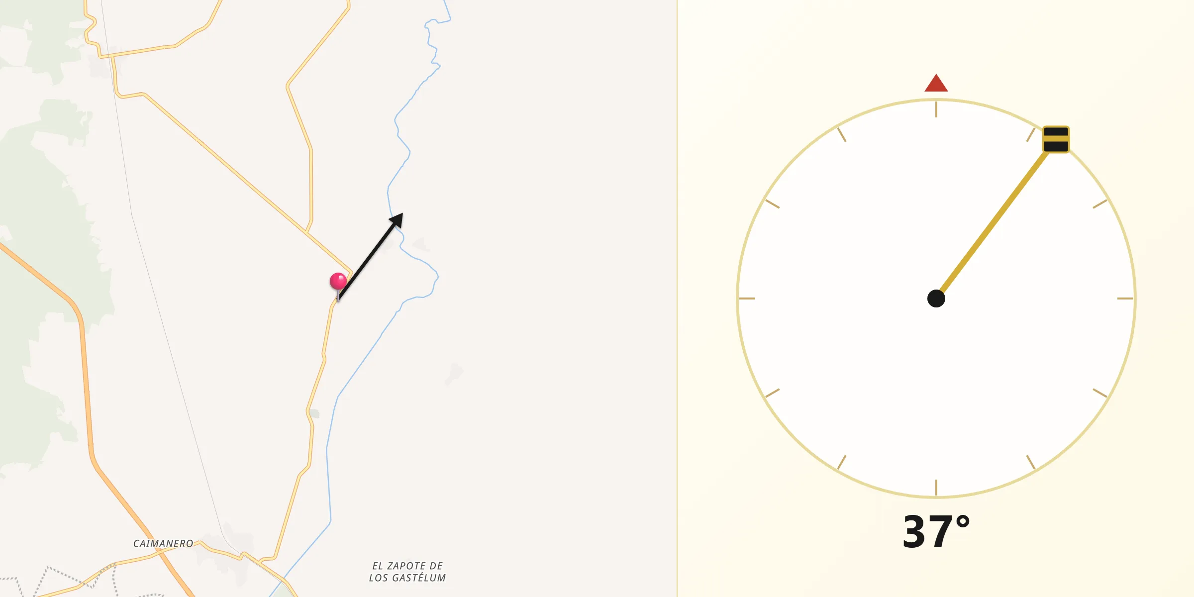 Dirección de la Qibla desde Recoveco