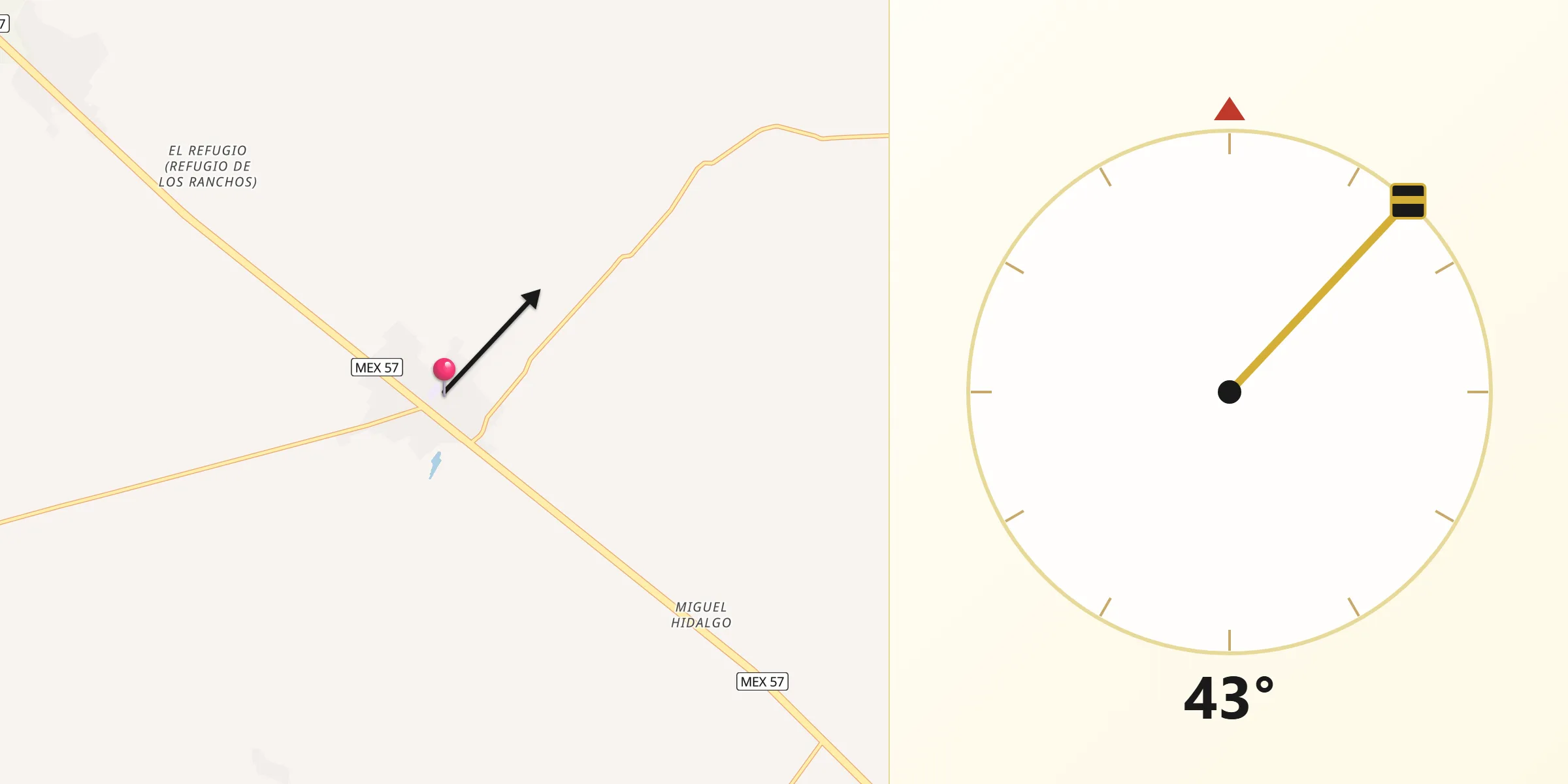 Dirección de la Qibla desde San Rafael