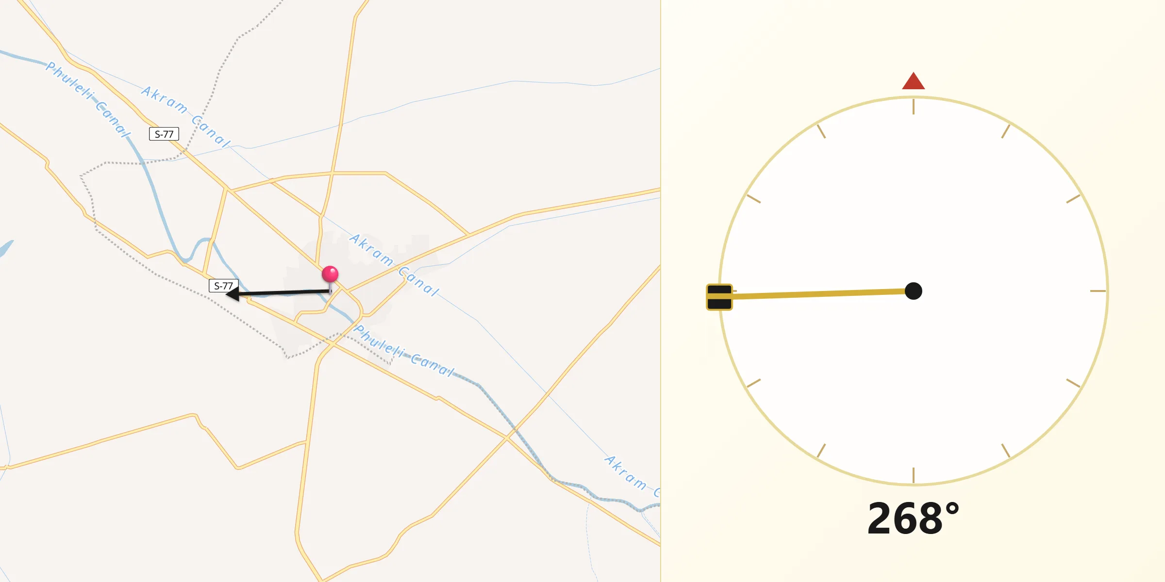 Direction vers la Qibla depuis Matli