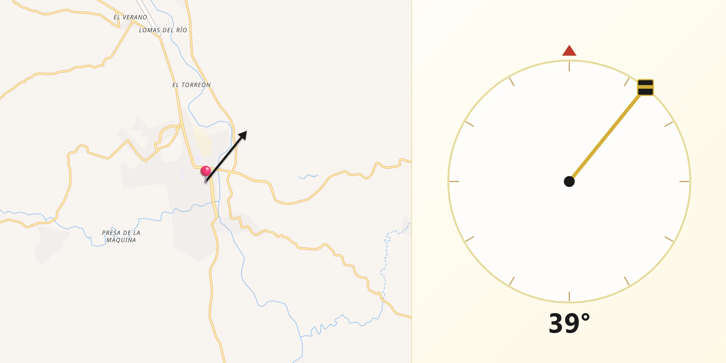 Dirección de la Qibla desde Santiago Papasquiaro