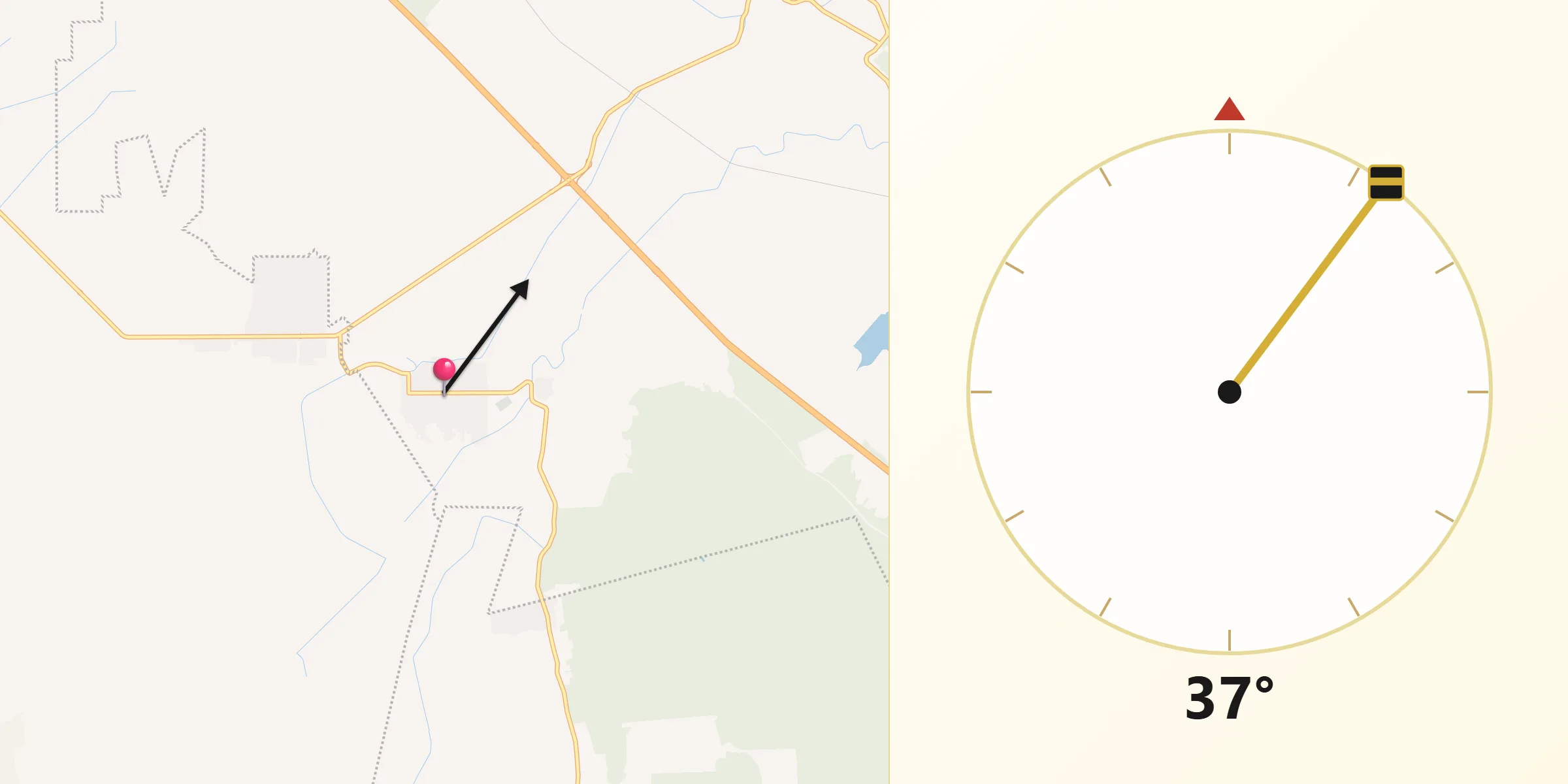 Dirección de la Qibla desde Melchor Ocampo