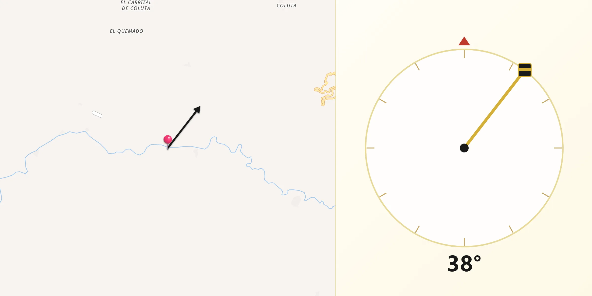 Dirección de la Qibla desde Tamazula