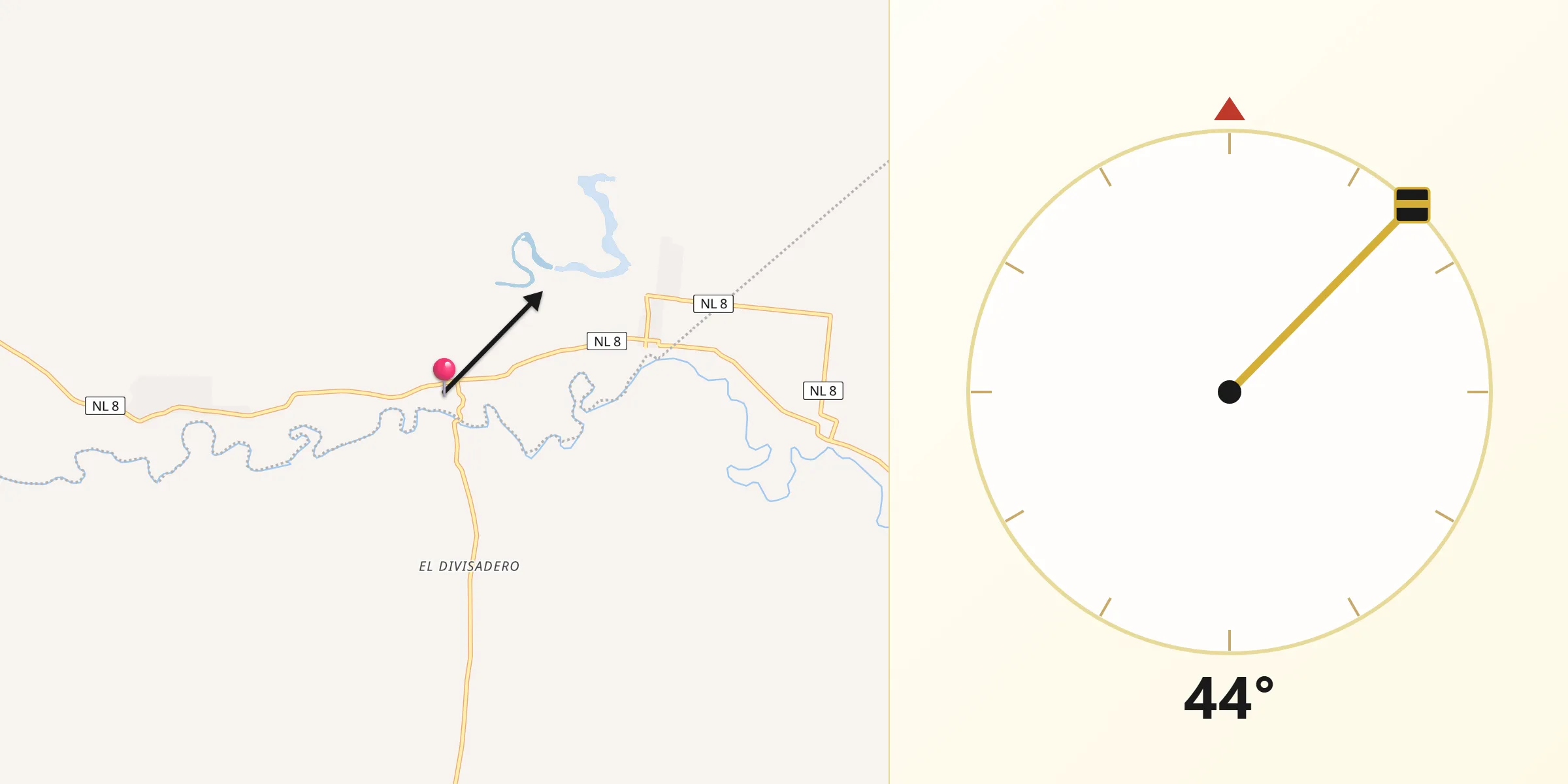 Dirección de la Qibla desde Los Álamos