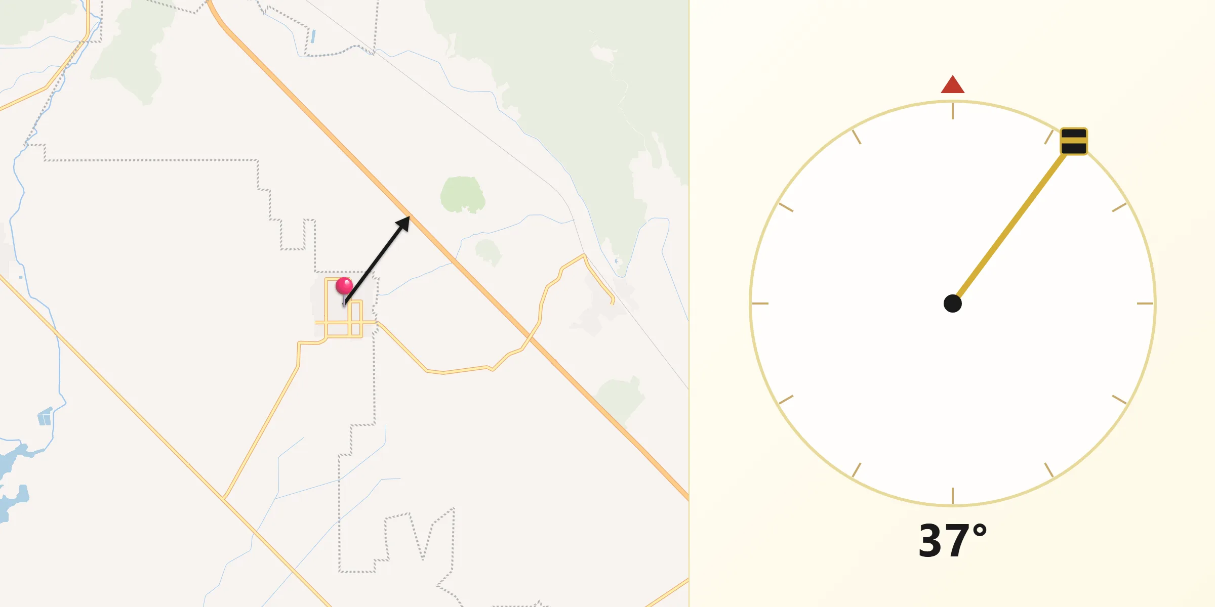 Dirección de la Qibla desde Colonia Agrícola México (Palmitas)