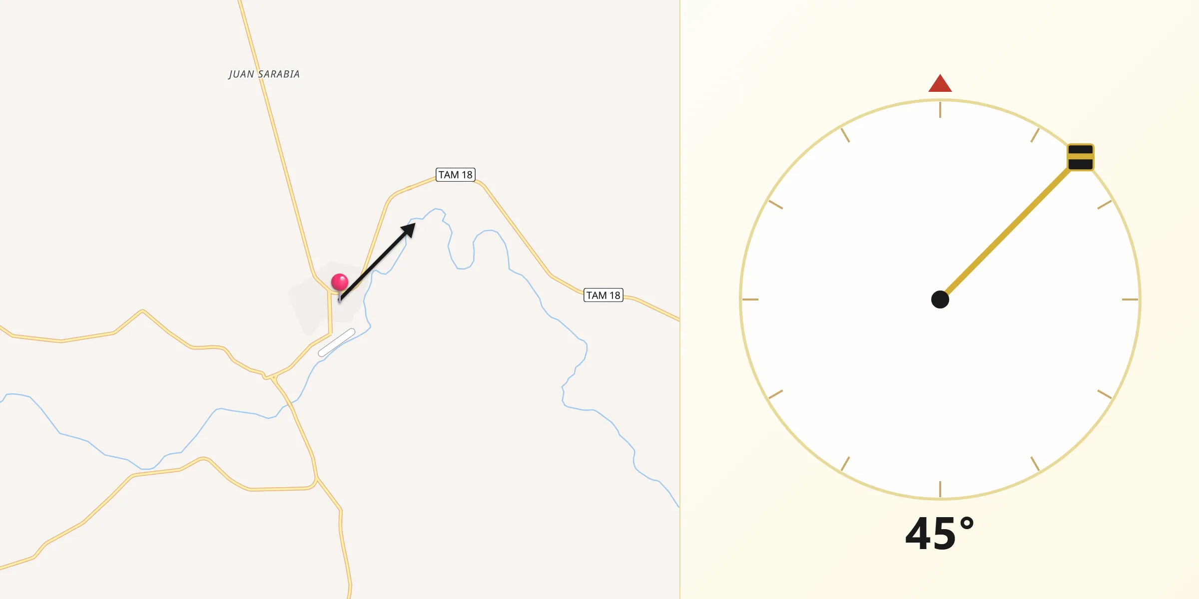 Dirección de la Qibla desde Méndez