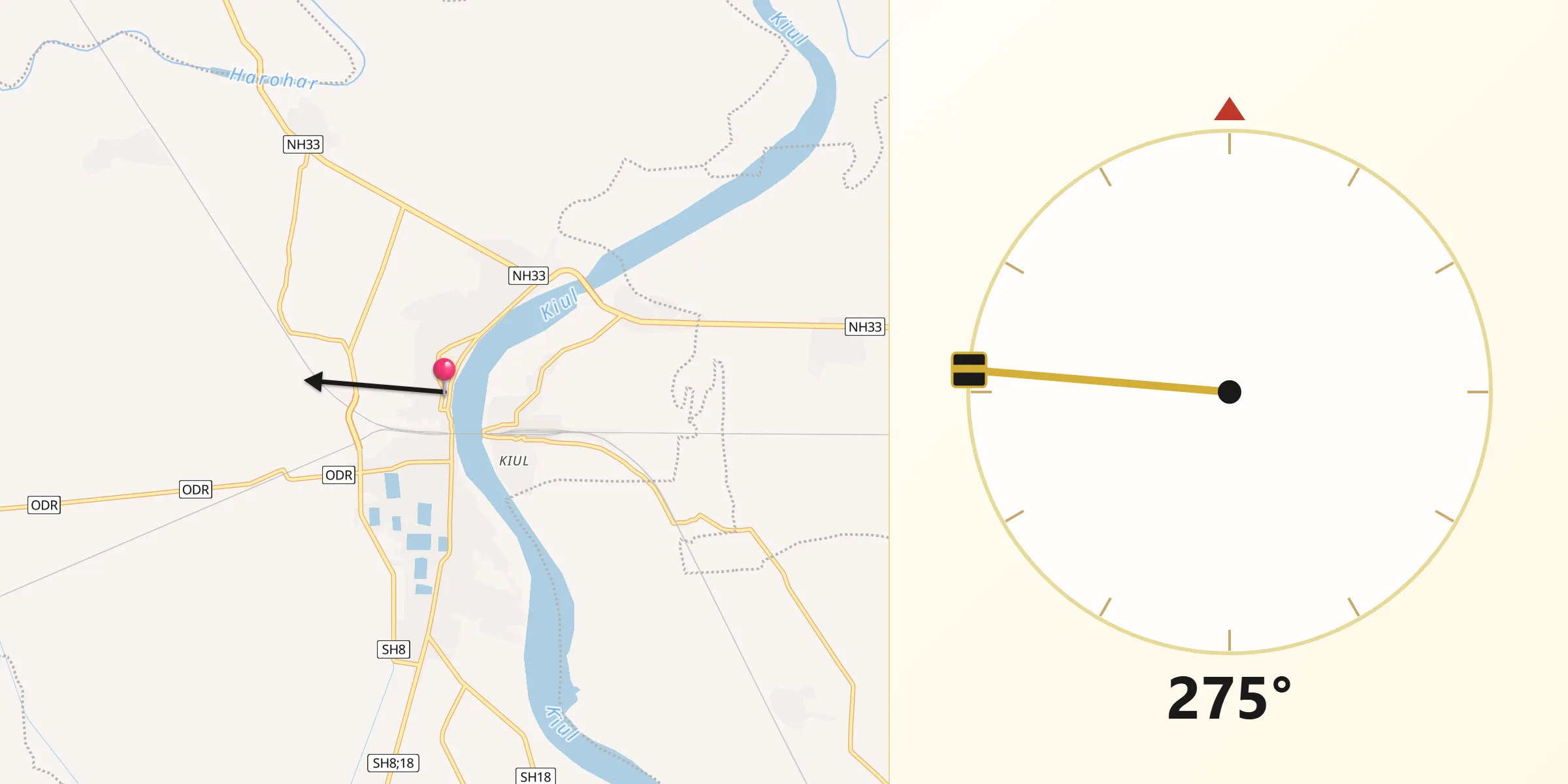 Qibla Direction from Luckeesarai