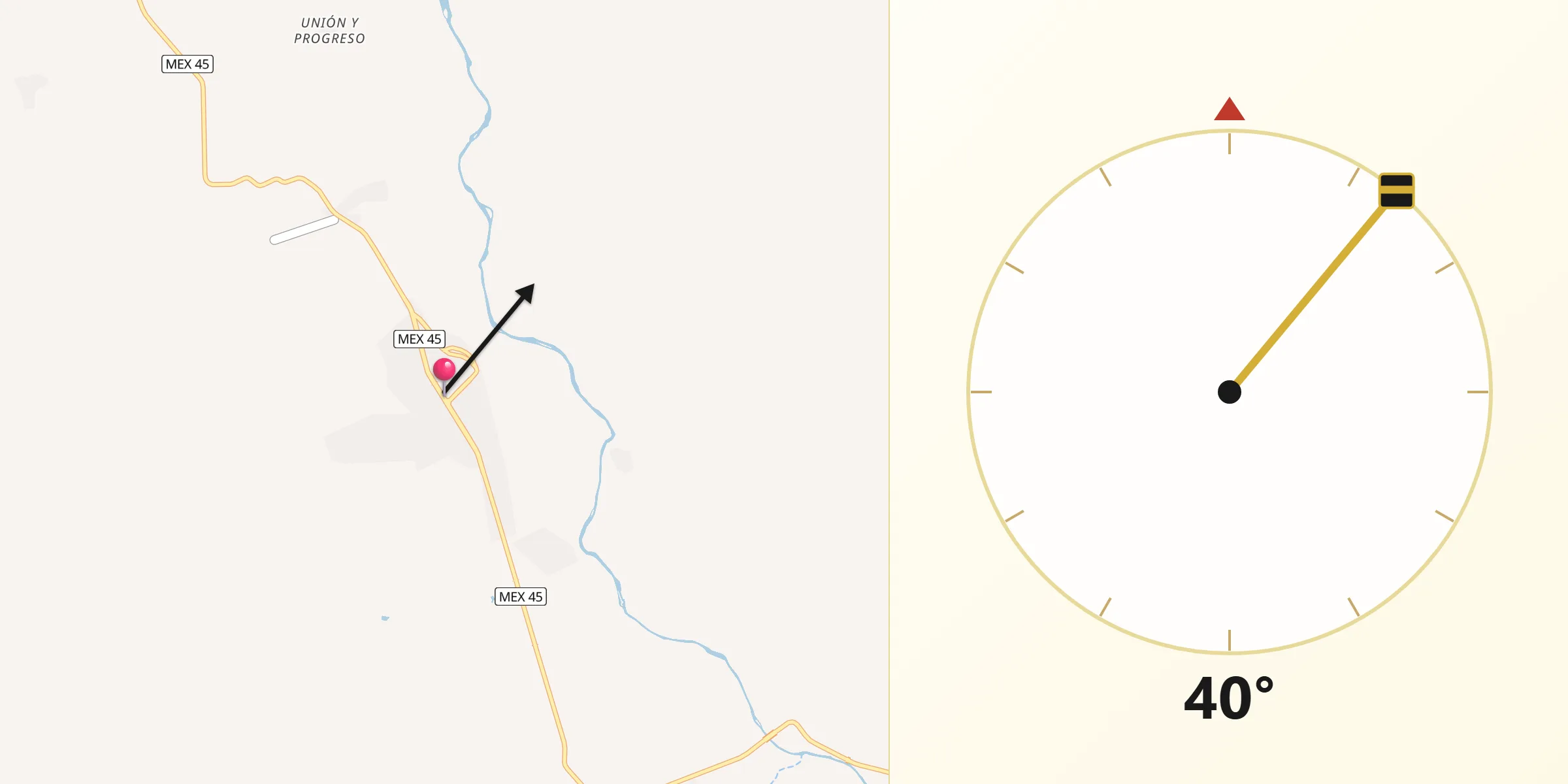 Dirección de la Qibla desde Rodeo