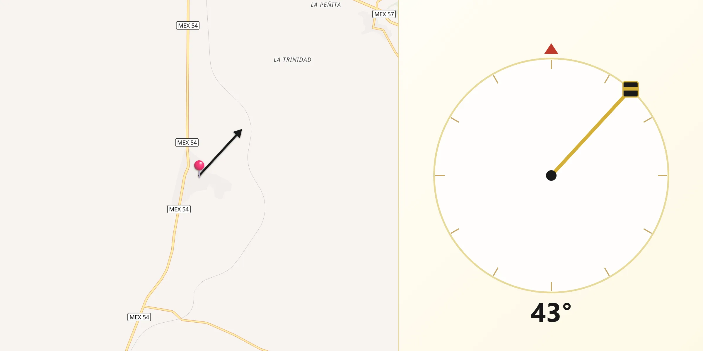 Dirección de la Qibla desde Agua Nueva