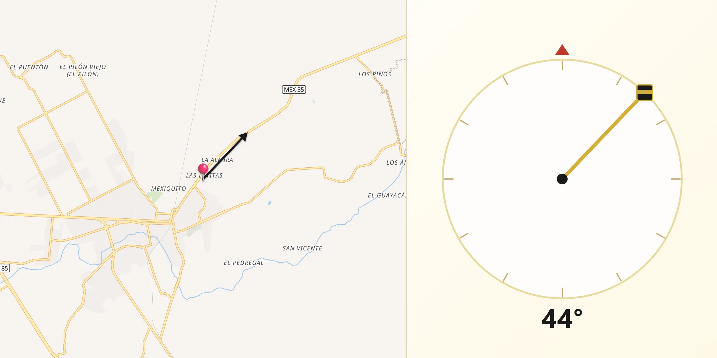 Dirección de la Qibla desde Mexiquito